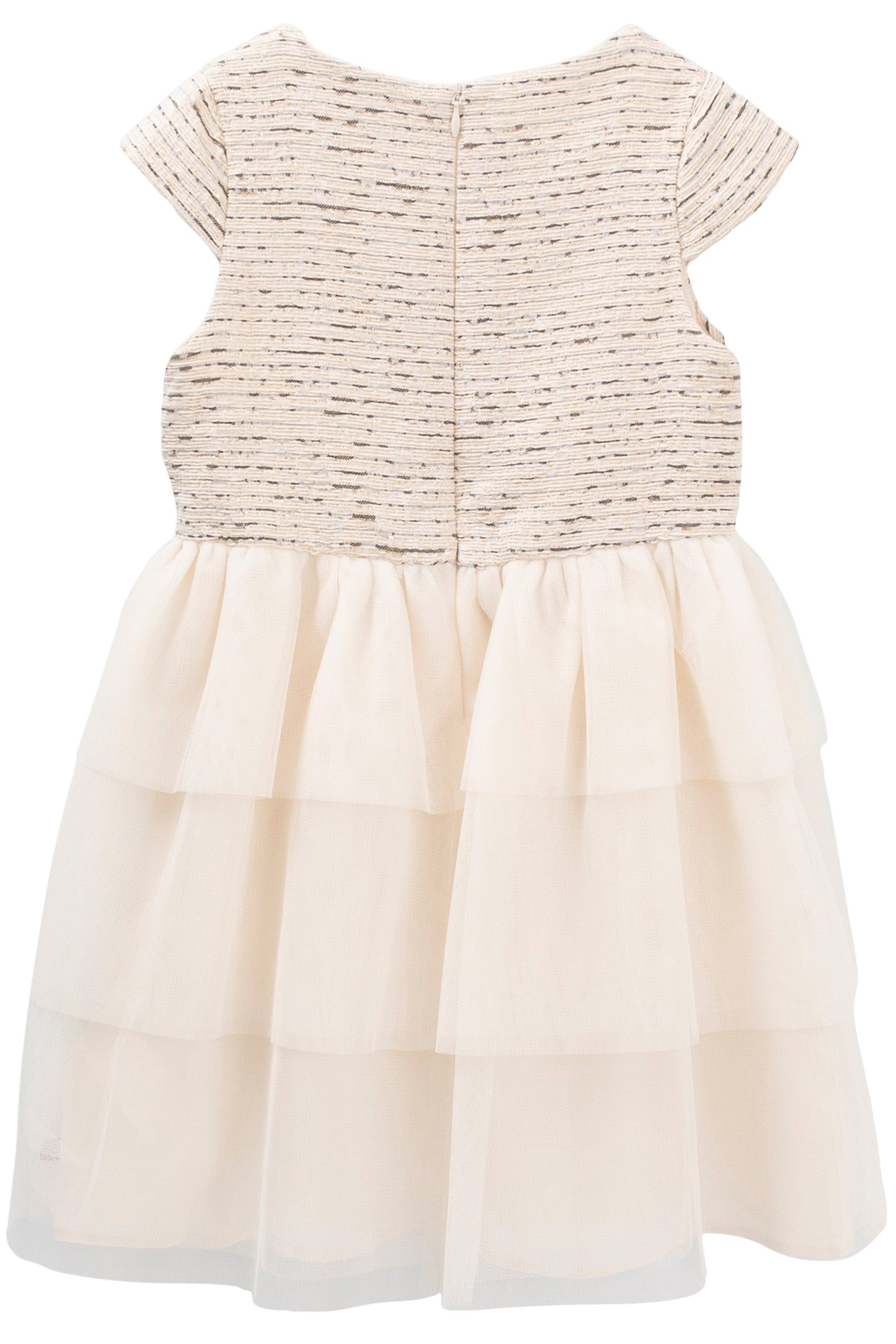 GIRL'S BI_MATERIAL DRESS IN ECRU 2