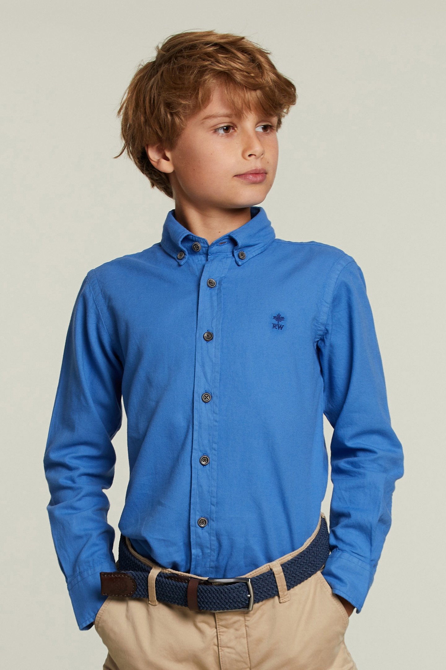 CUSTOM FIT COTTON SHIRT BLUE BIRD 1