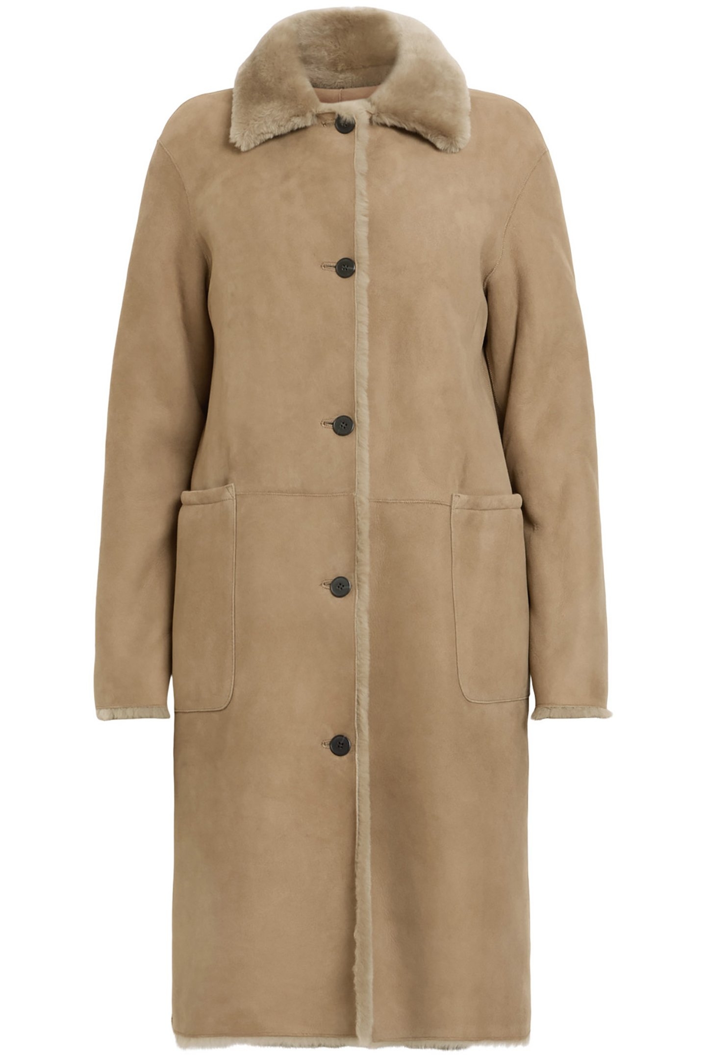 SERRA SHEARLING COAT TAUPE BROWN 6