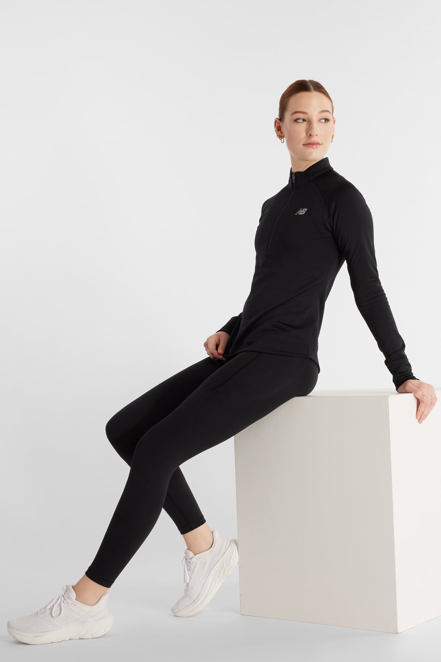 ATHLETICS HEAT GRID 1/2 ZIP TOP IN BLACK (BK) 5