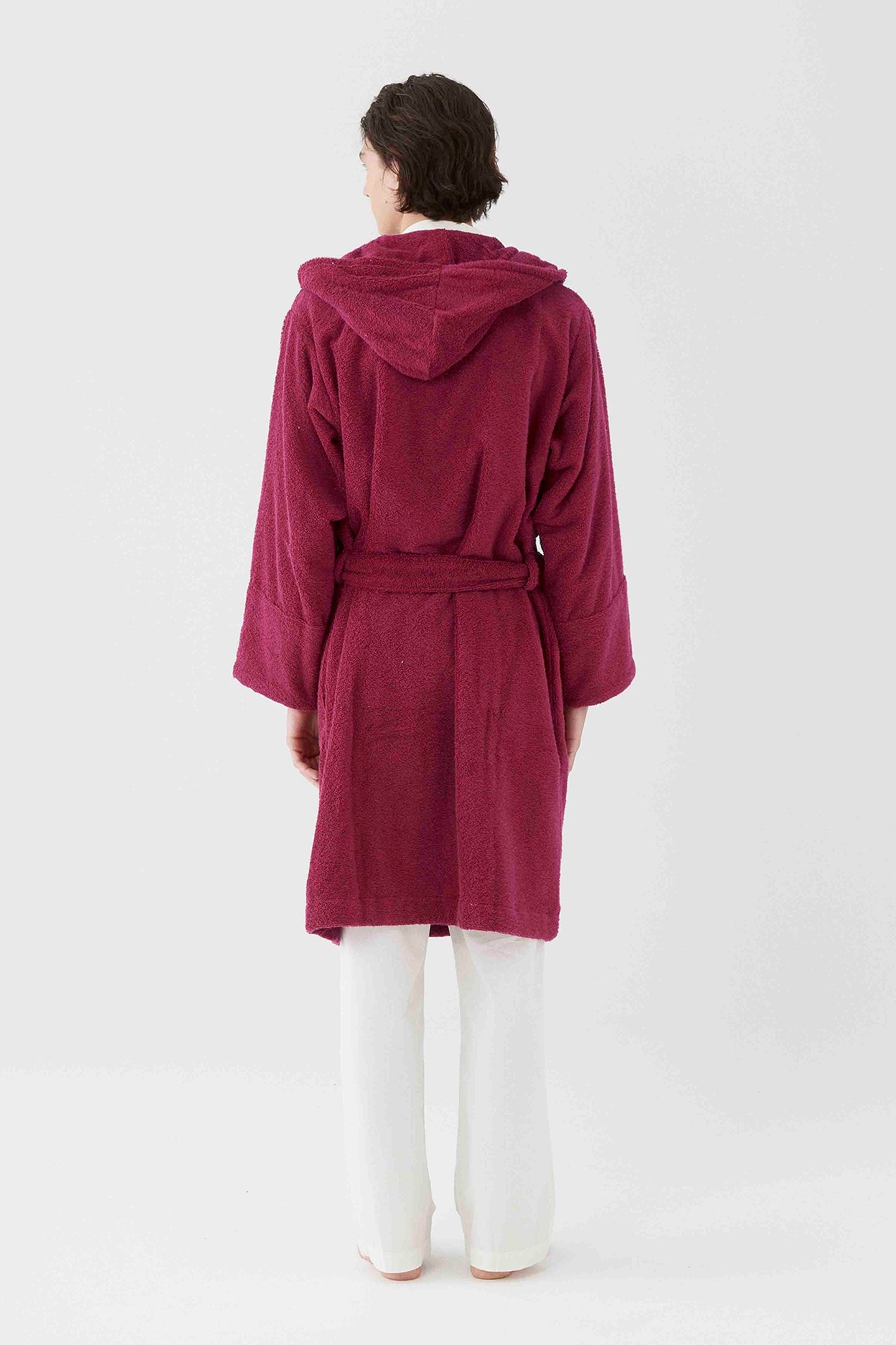 UNISEX HOODED BATHROBE RASPBERRY 2