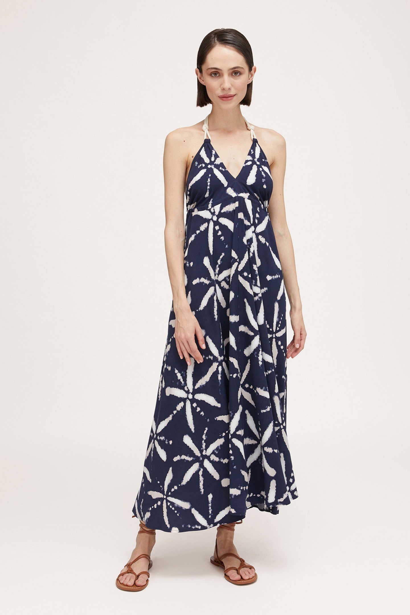 TIE DYE PATTERNED SUMMER DRESS BLUE 1