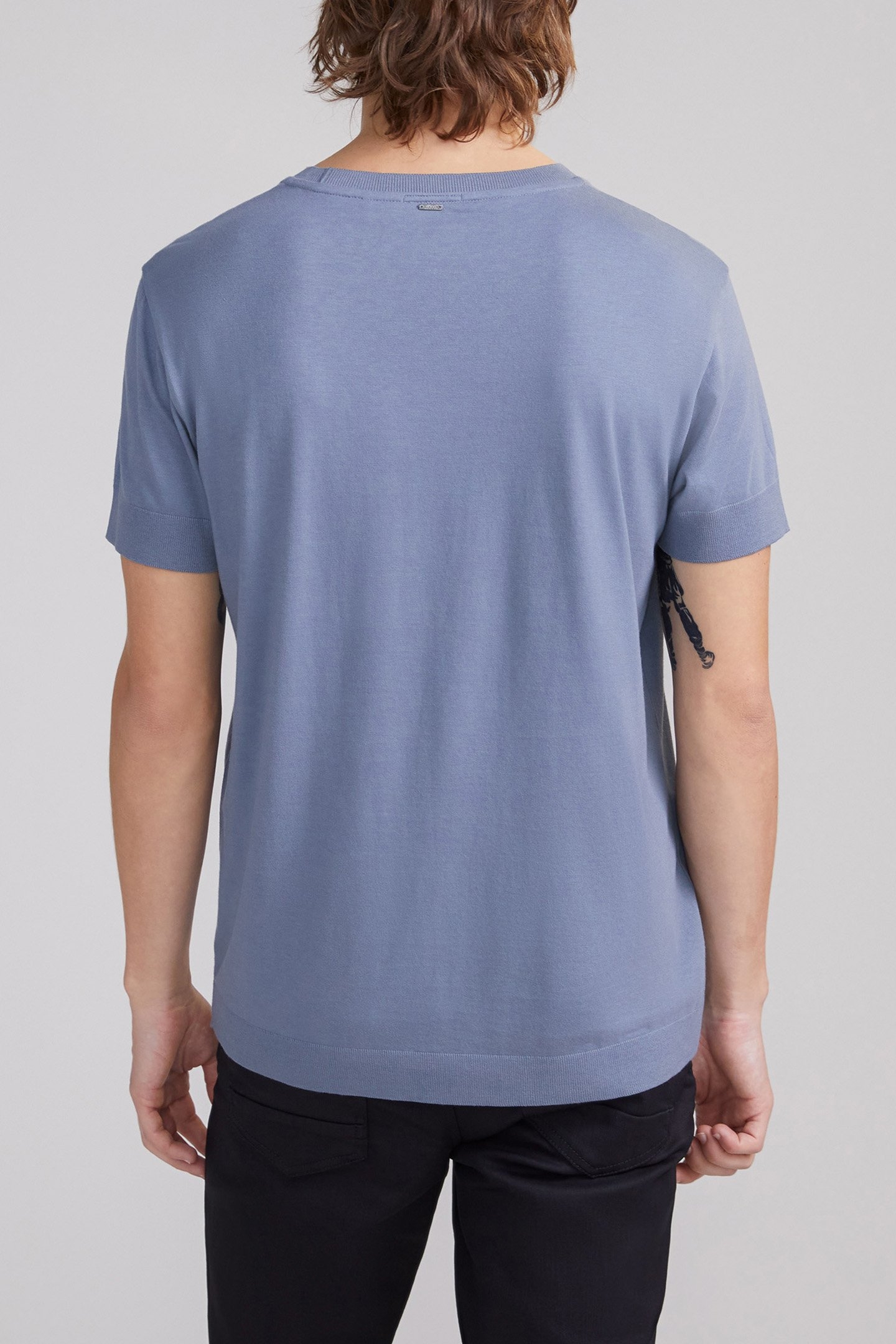 LIGHT BLUE COTTON MODAL BLEND T-SHIRT 2