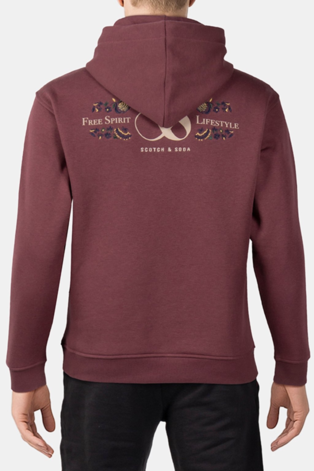 RELAXED FIT FLEECE GRAPHIC HOODIE WINE 2