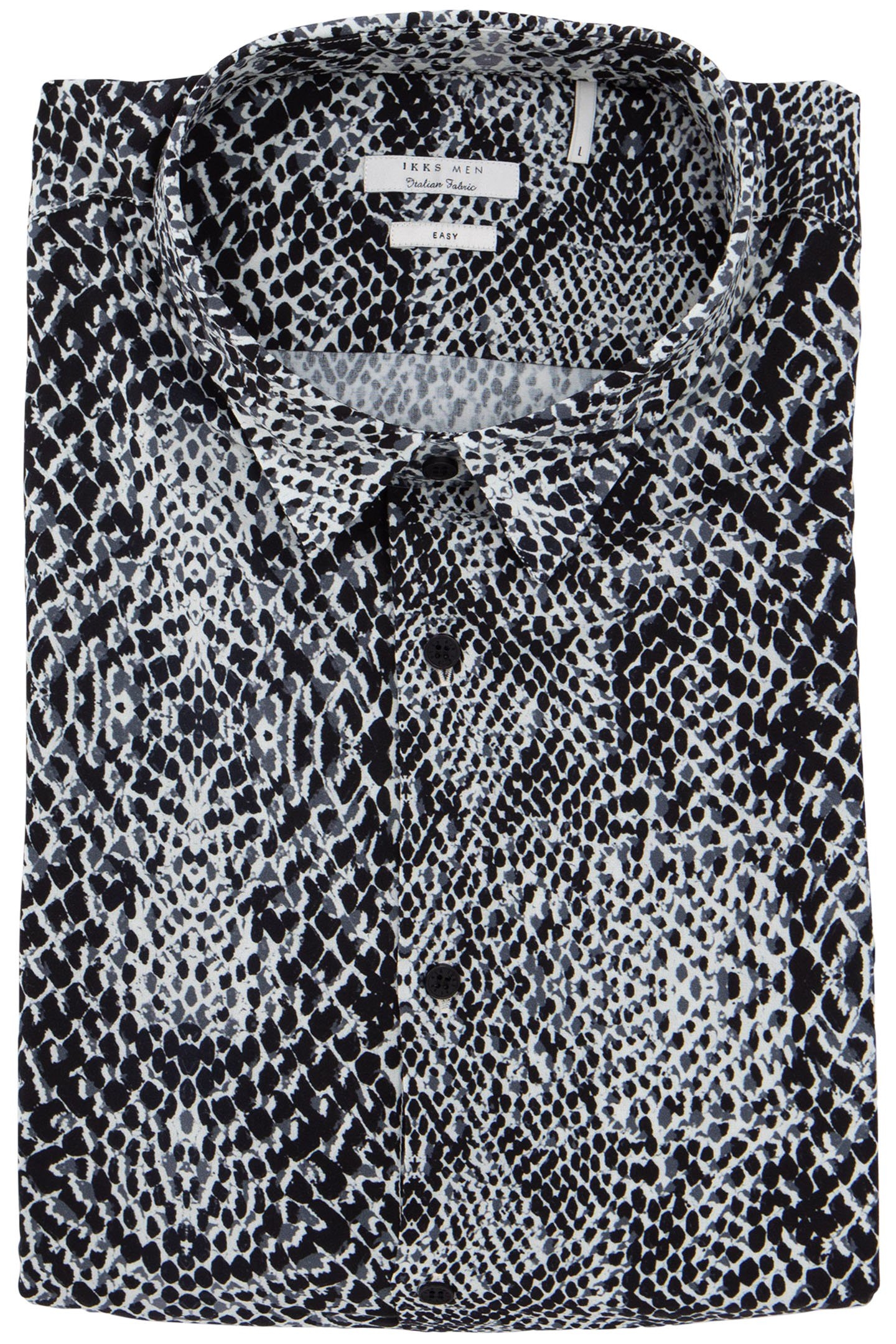 BLACK REGULAR SHIRT LENZING™ ECOVERO™ PYTHON EFFECT 2