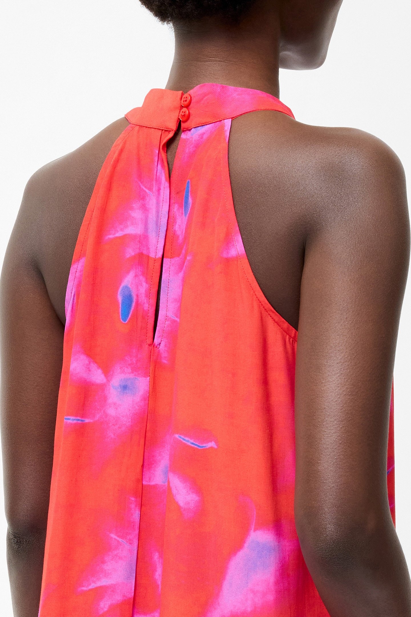 CHRISTY HALTERNECK SWING DRESS RASPBERRY SORBET MLT 4