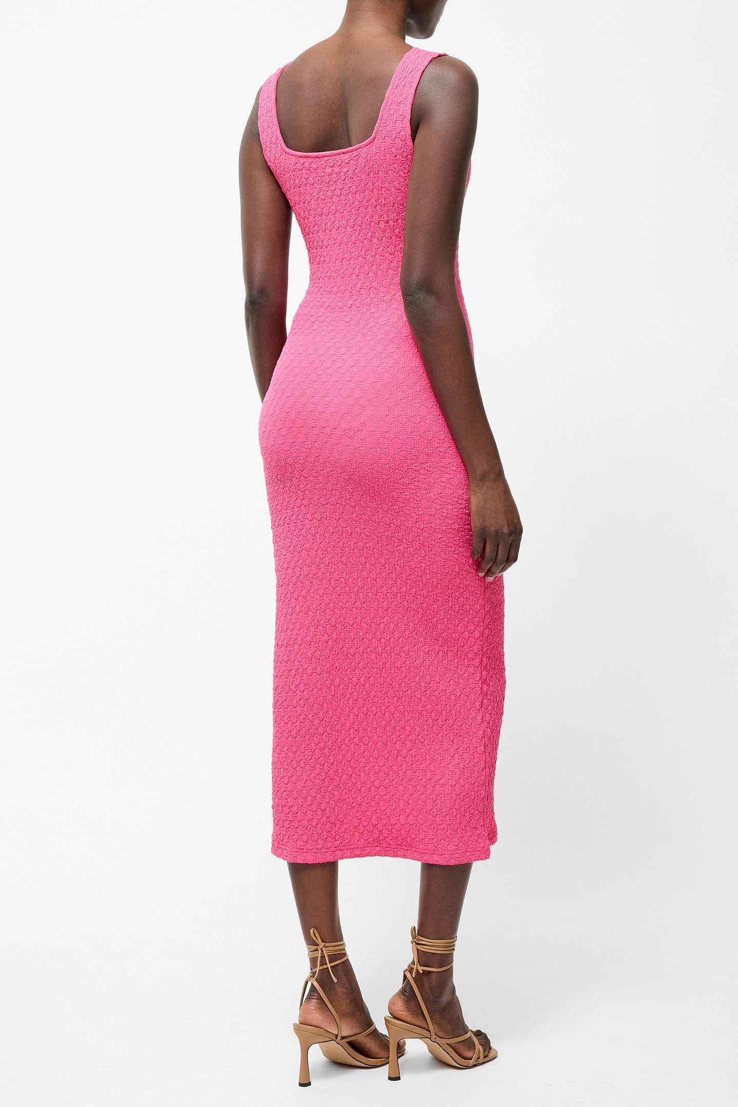 TEXTURED SQUARE NECK MAXI DRESS RASPBERRY SORBET 2