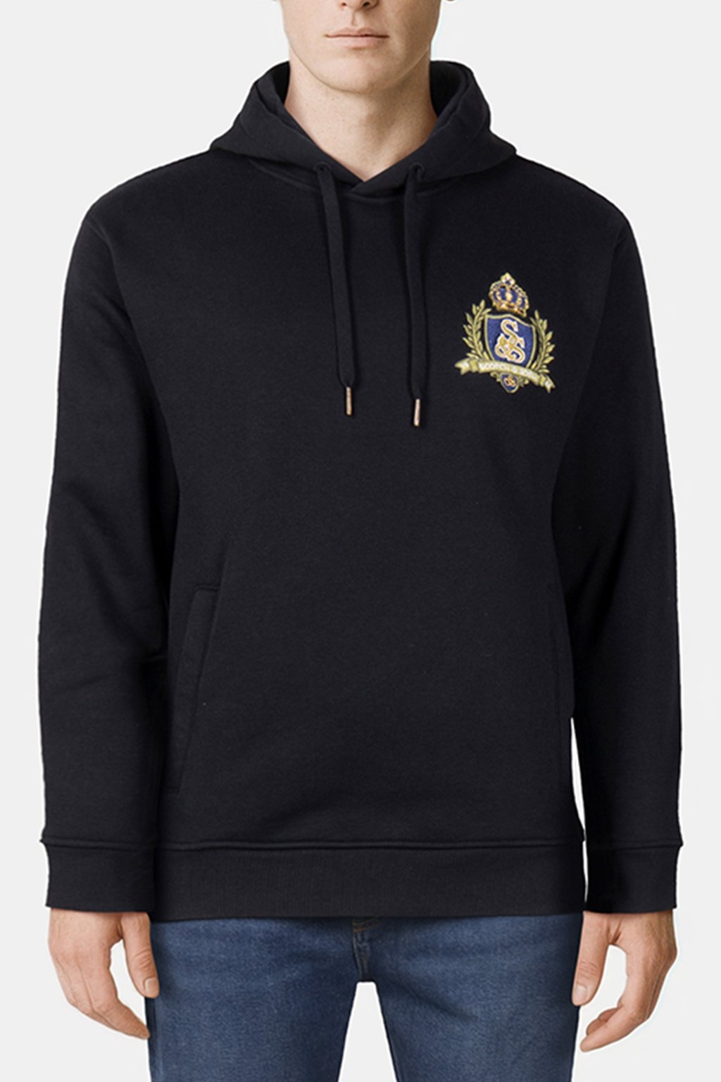 RELAXED FIT GRAPHIC FLEECE HOODIE BLACK 1