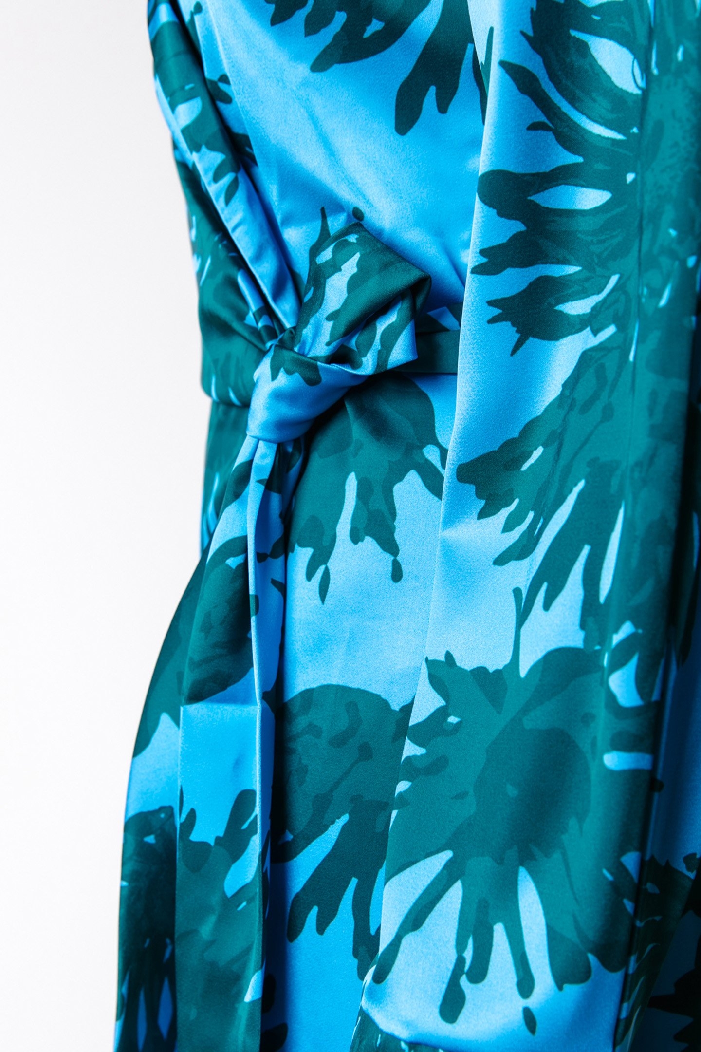 DORIN FLOWERS SATIN WRAP DRESS MIST BLUE 5