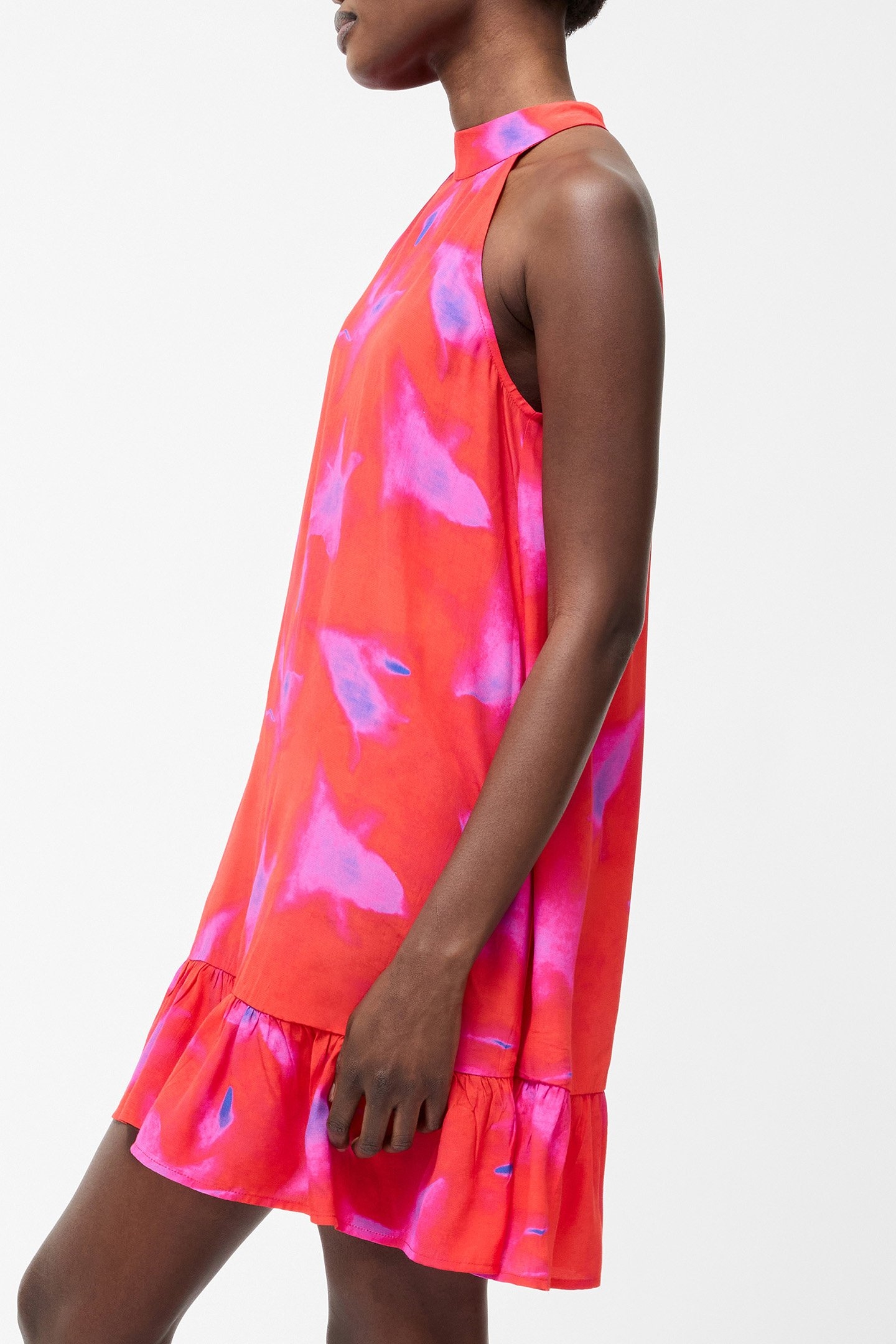 CHRISTY HALTERNECK SWING DRESS RASPBERRY SORBET MLT 3