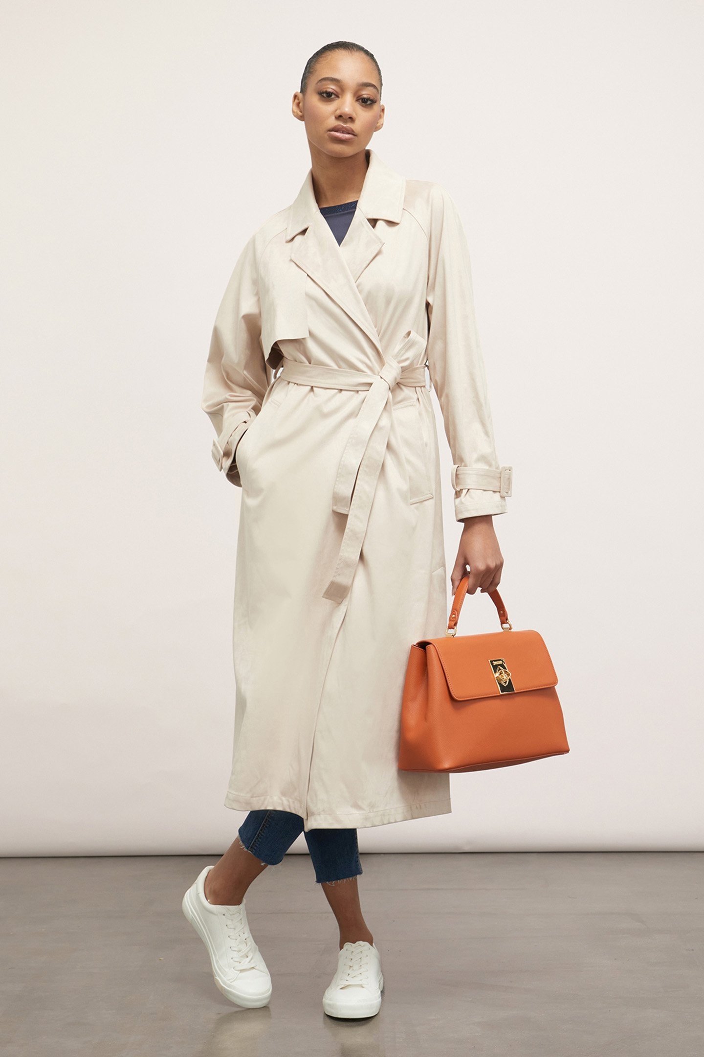 SUEDE-EFFECT TRENCH COAT NATURAL 1