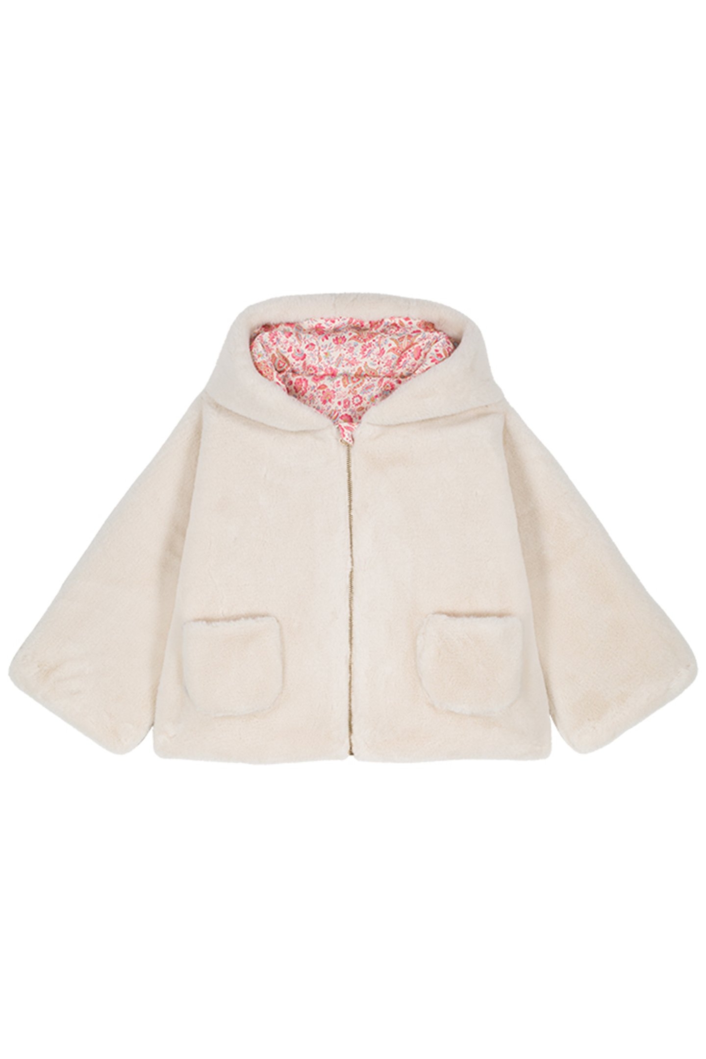 REVERSIBLE COAT FELVET CREAM FLOWER FIELDS 1