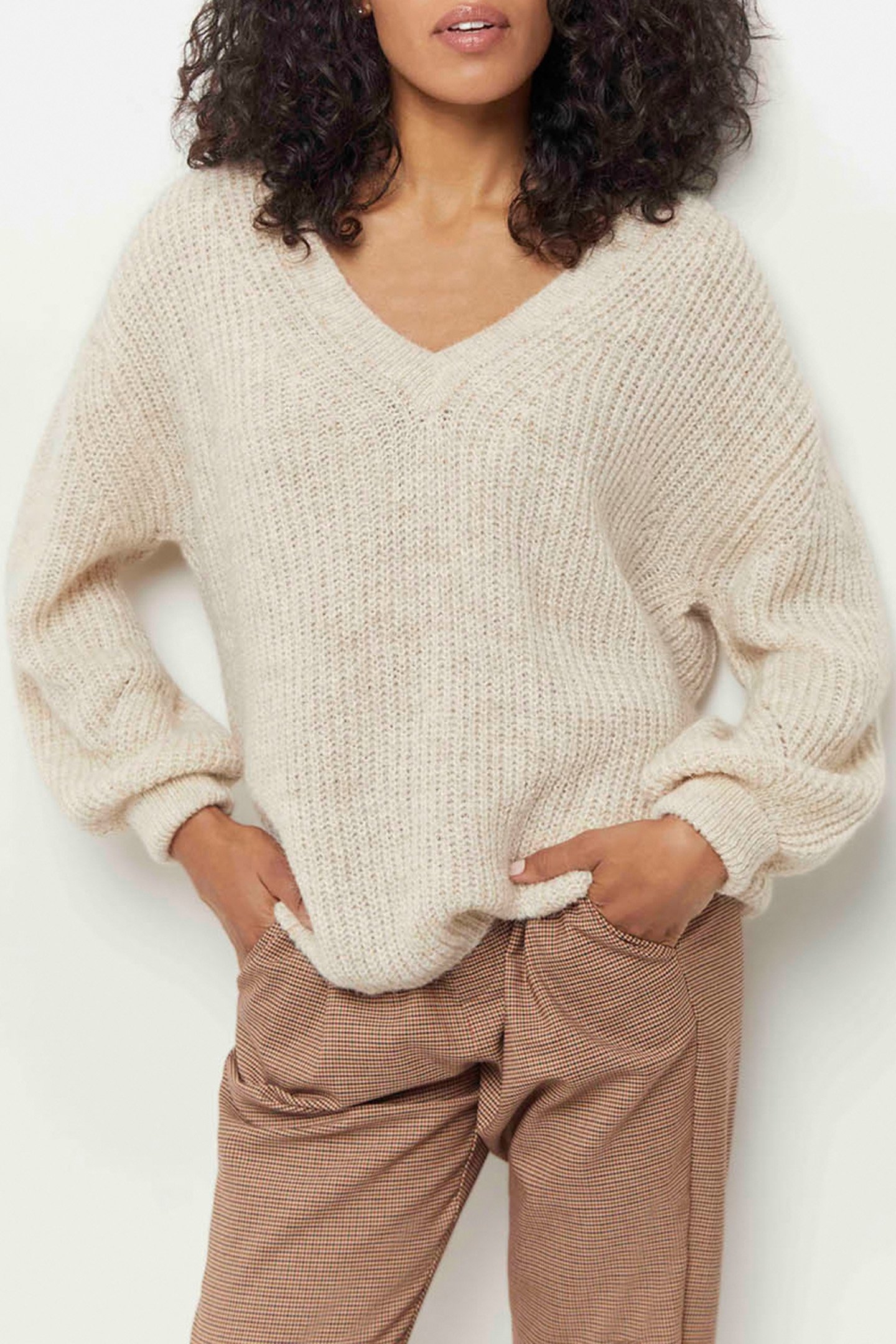 TIM - ECRU KNITTED JUMPER OFF-WHITE 1