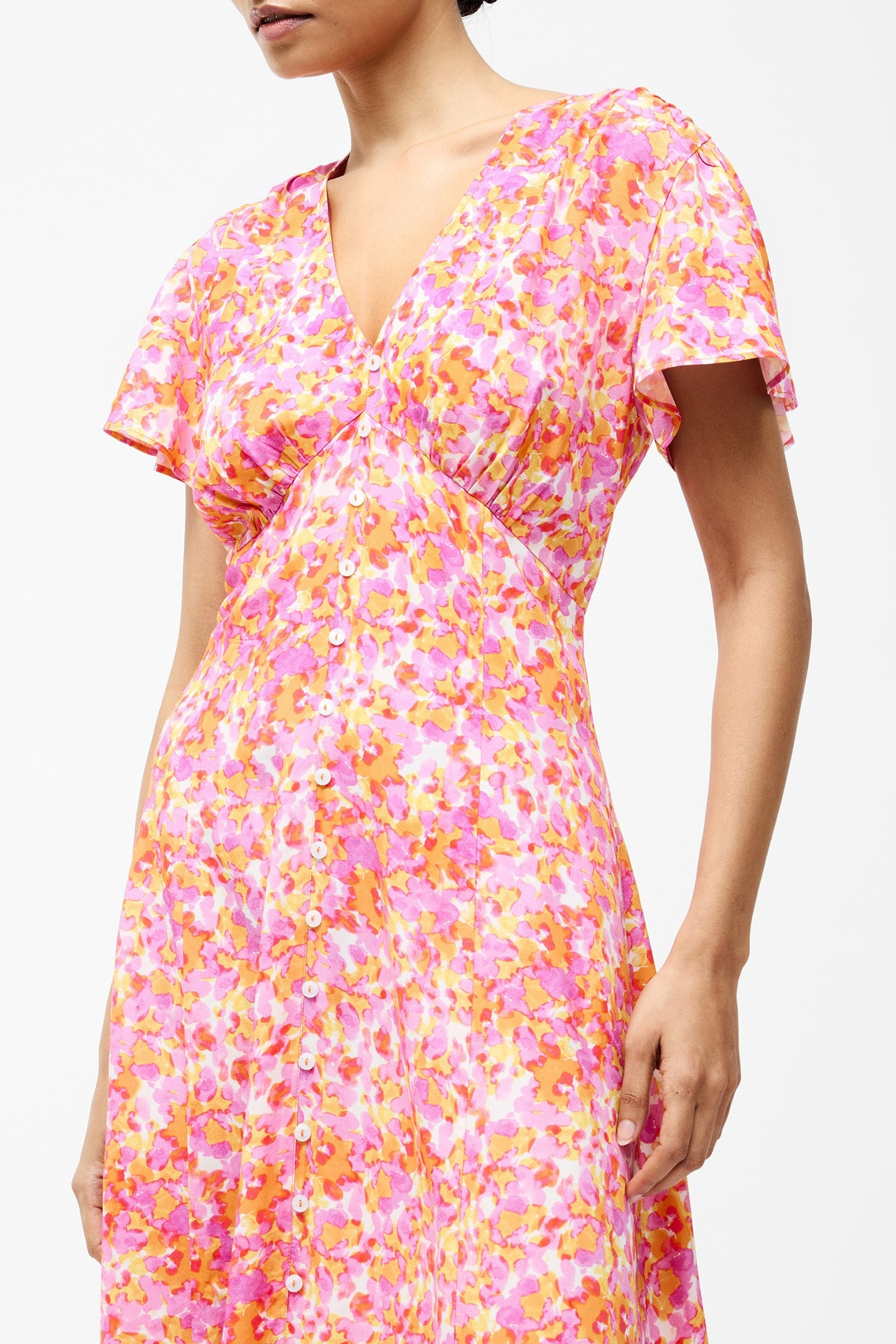 CASS BUTTON DRESS PERSIMMON MULTI 4