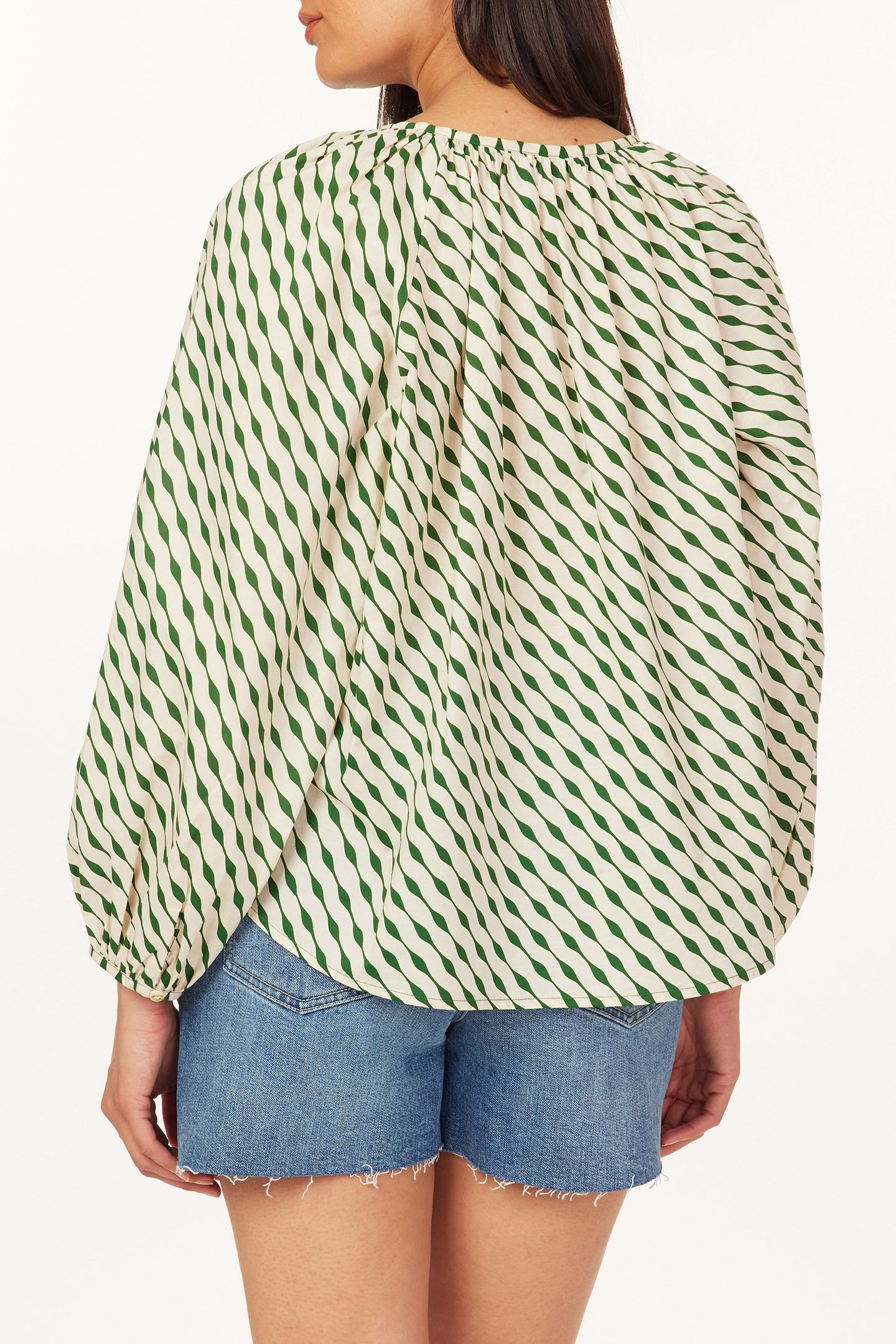 LONG SLEEVE WOVEN TOP VINTAGE STRIPE 2