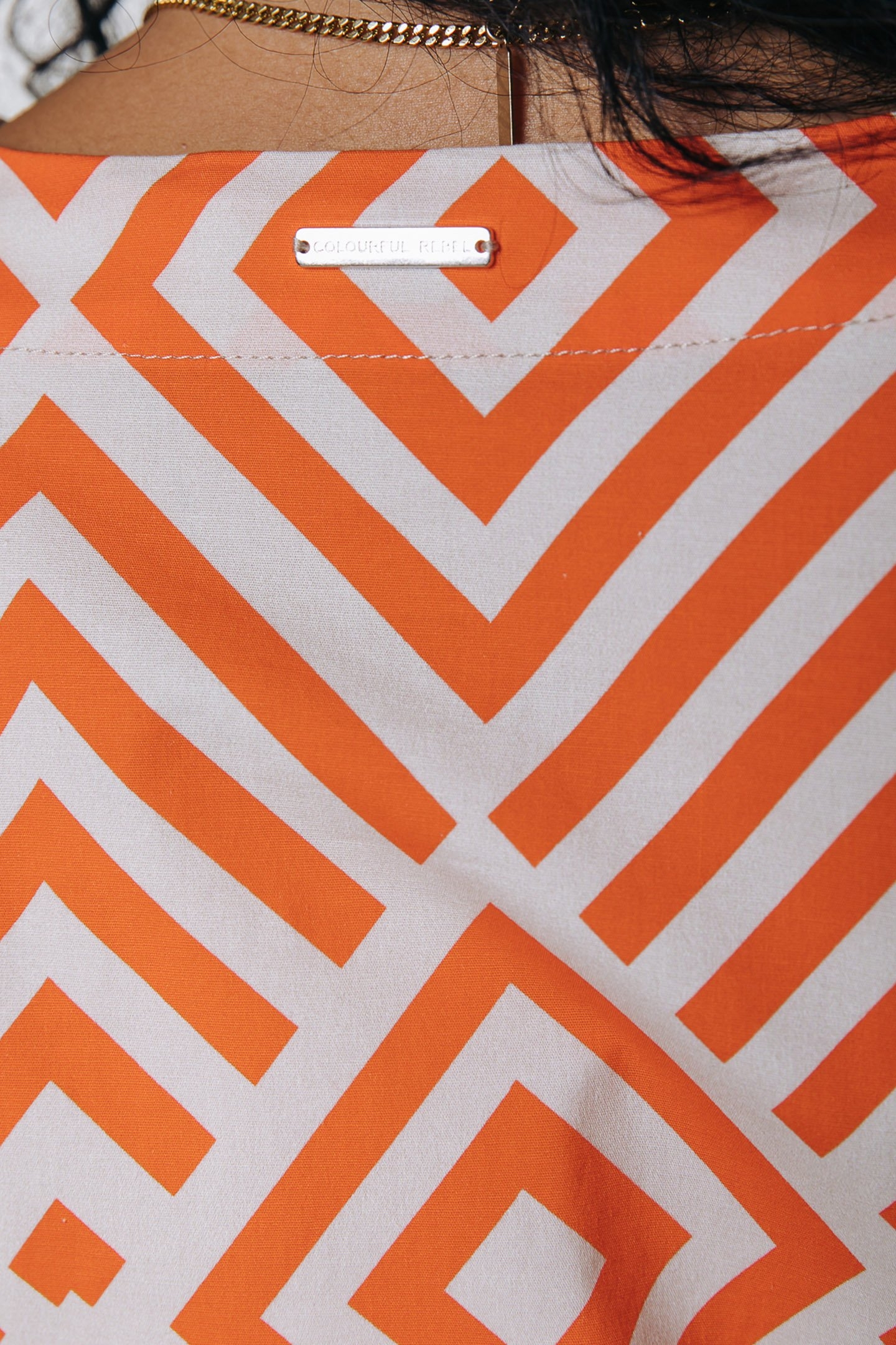 JANA SQUARES WRAP TOP BRIGHT ORANGE 5