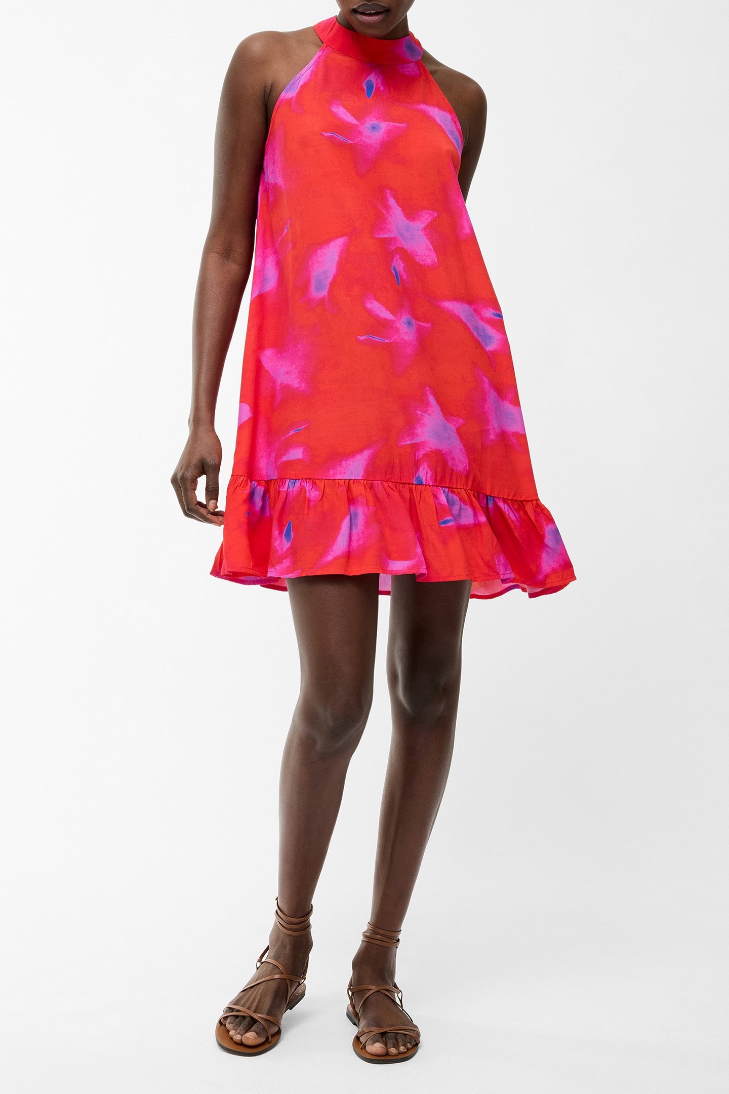 CHRISTY HALTERNECK SWING DRESS RASPBERRY SORBET MLT 1