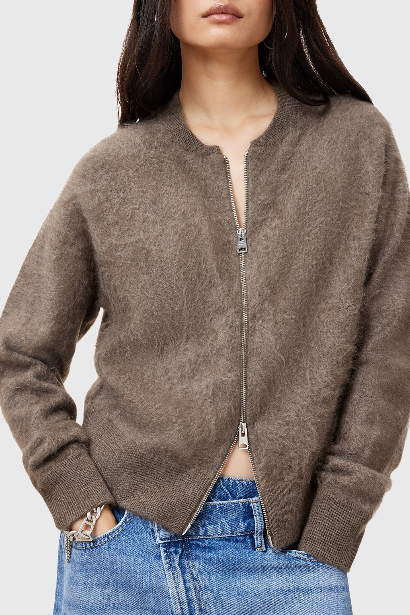 REBEL ZIP CARDIGAN WALNUT BROWN 6