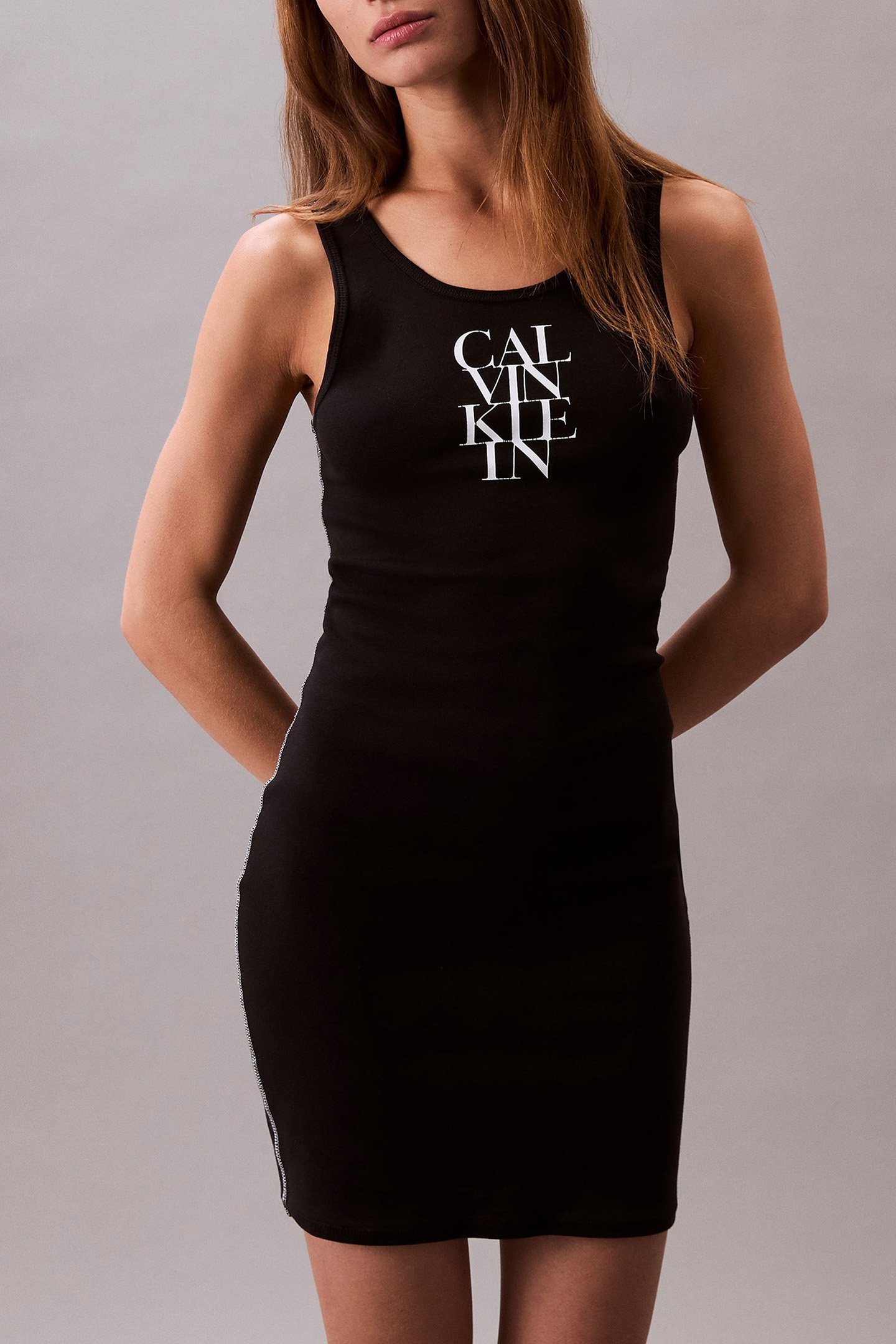 SL COTTON 1X1 RIB TANK DRESS BLACK 1