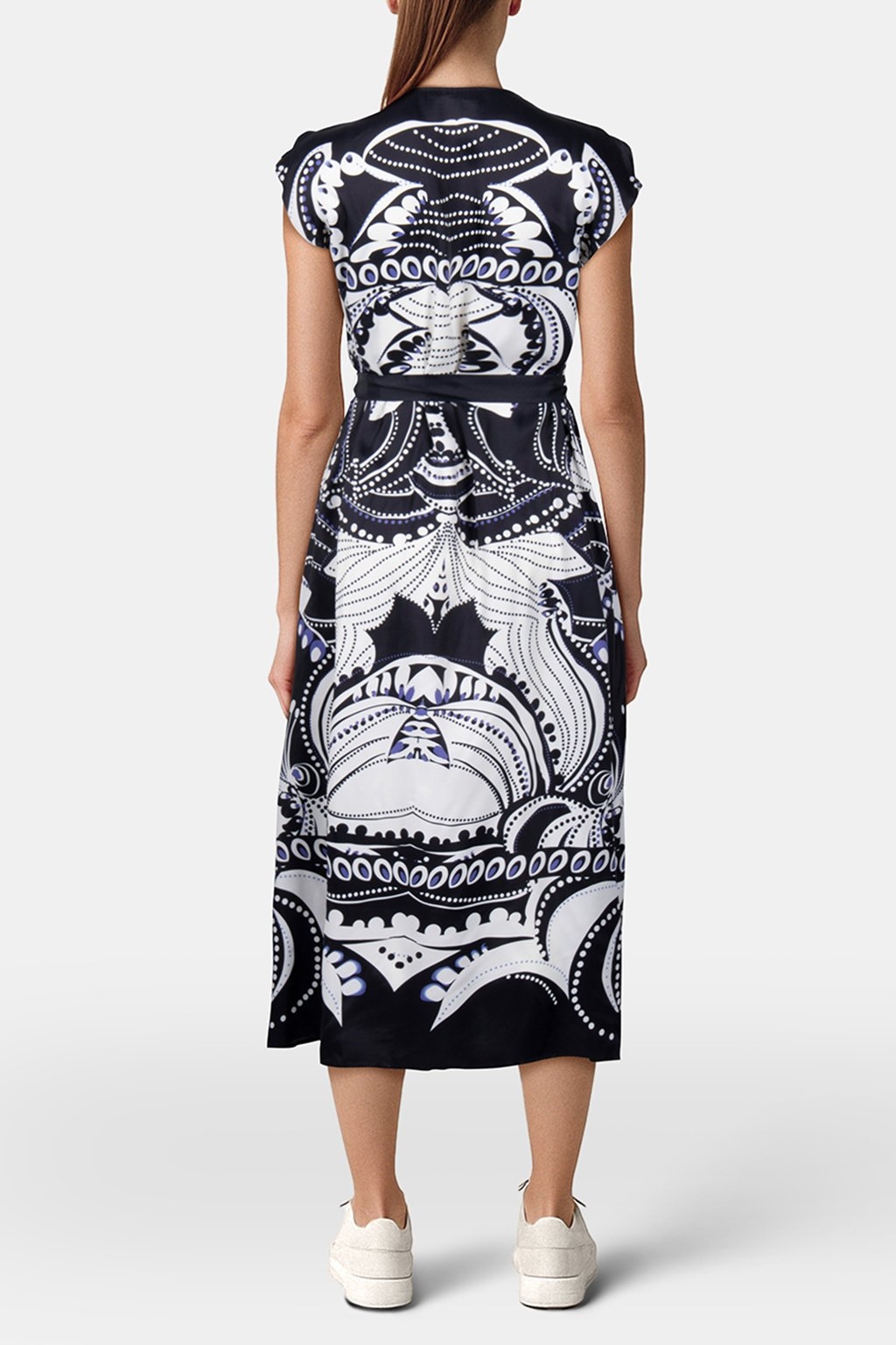 SCARF PRINT MIDI DRESS NAVY/WHITE 2
