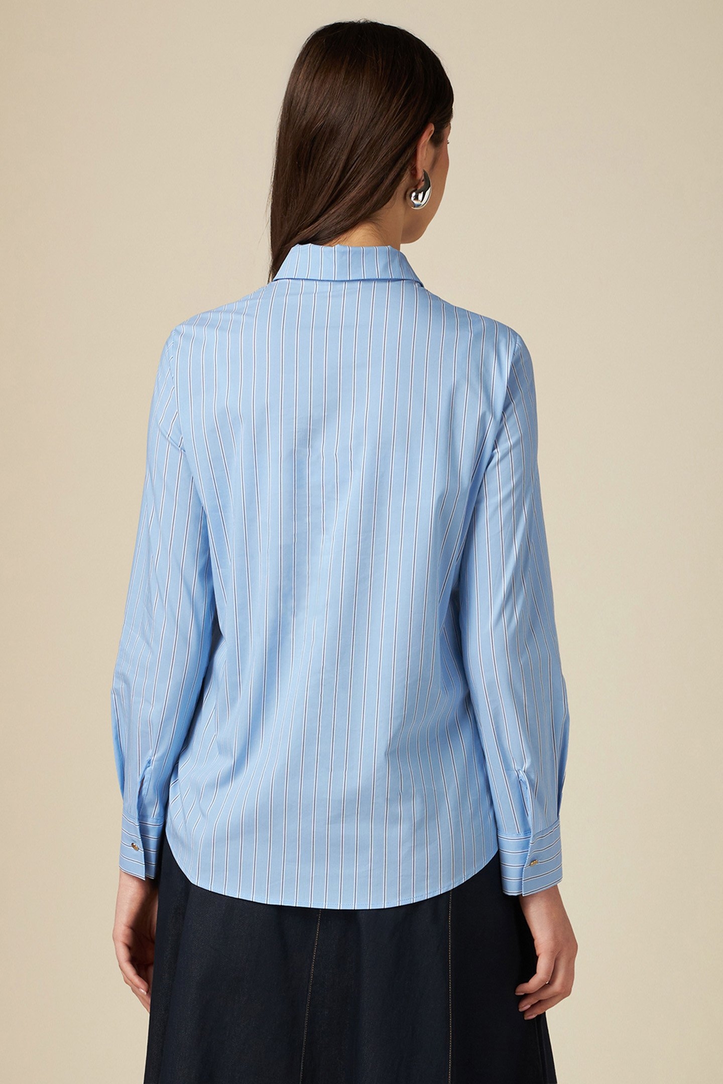 STRIPED SHIRT WITH PLEATED BREAST POCKET BLUE 2