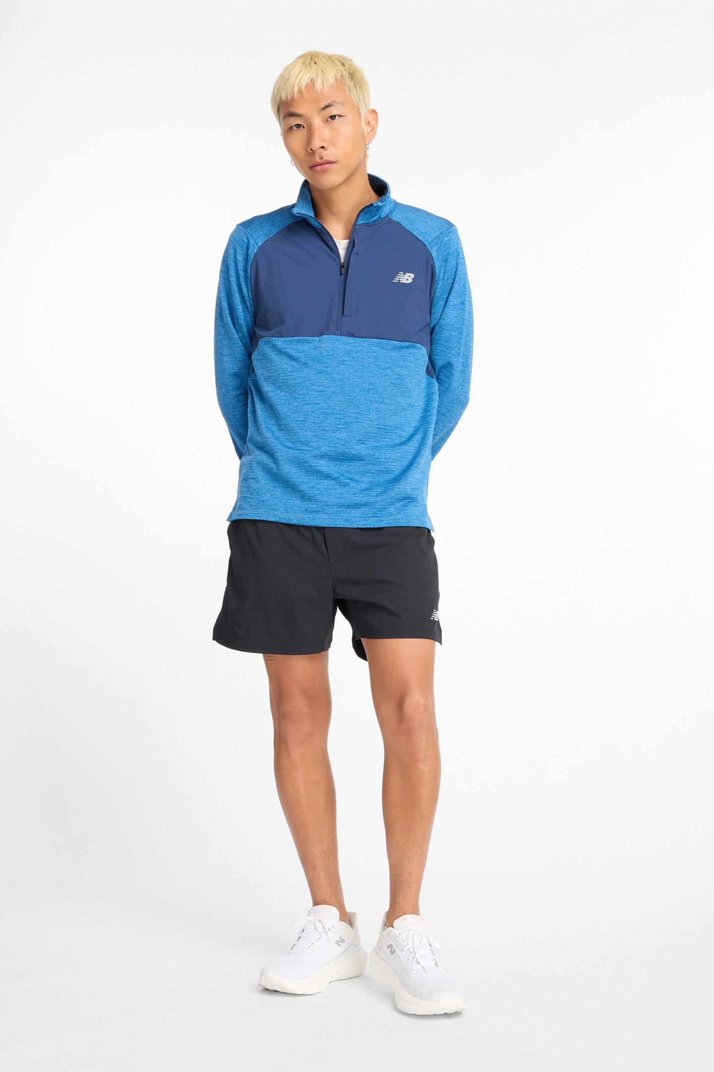 HEAT GRID HALF ZIP LONG SLEEVE TOP IN BLUE 3