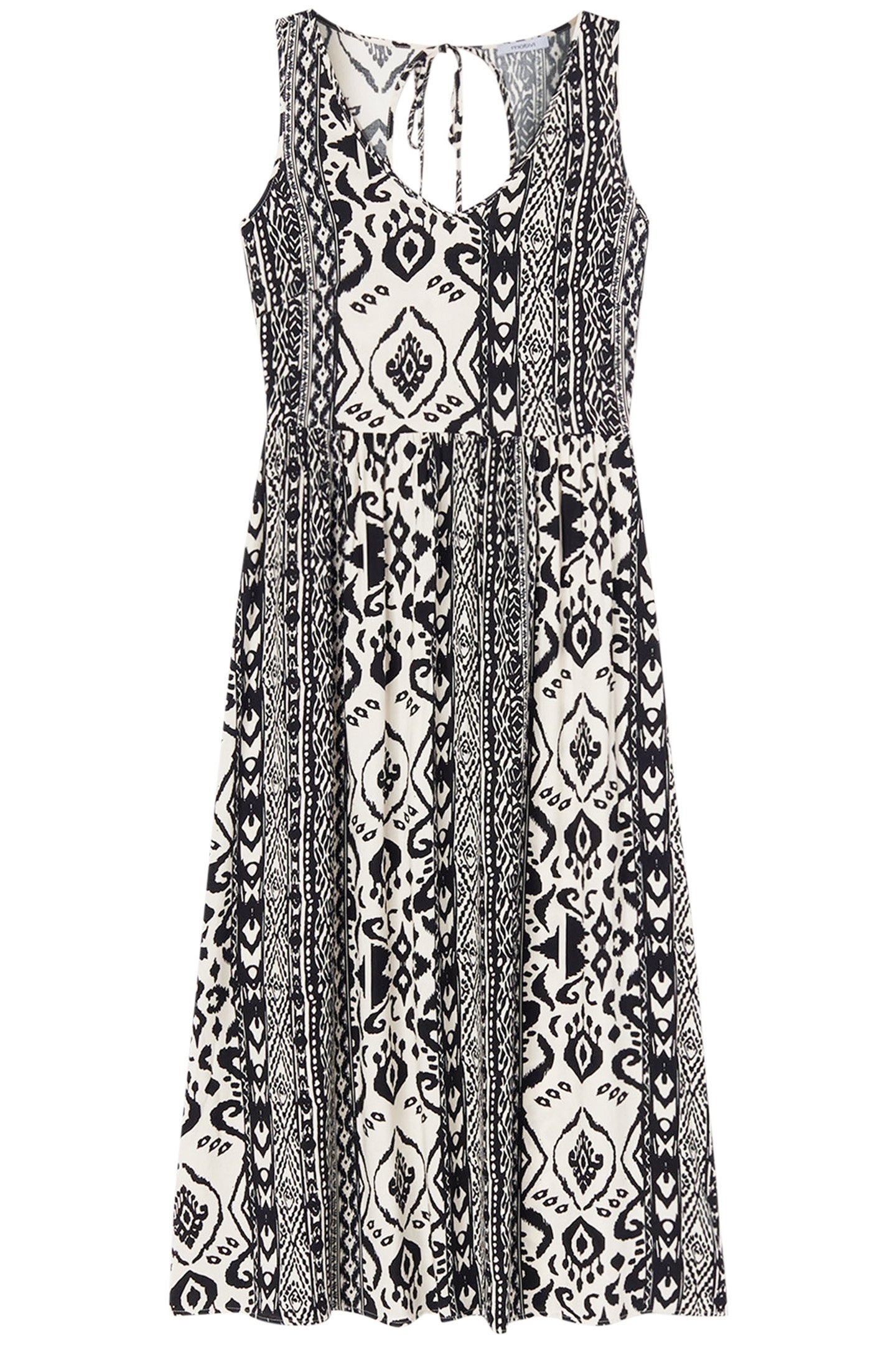 LONG DRESS IN ETHNIC PATTERNED VOILE BLACK 3
