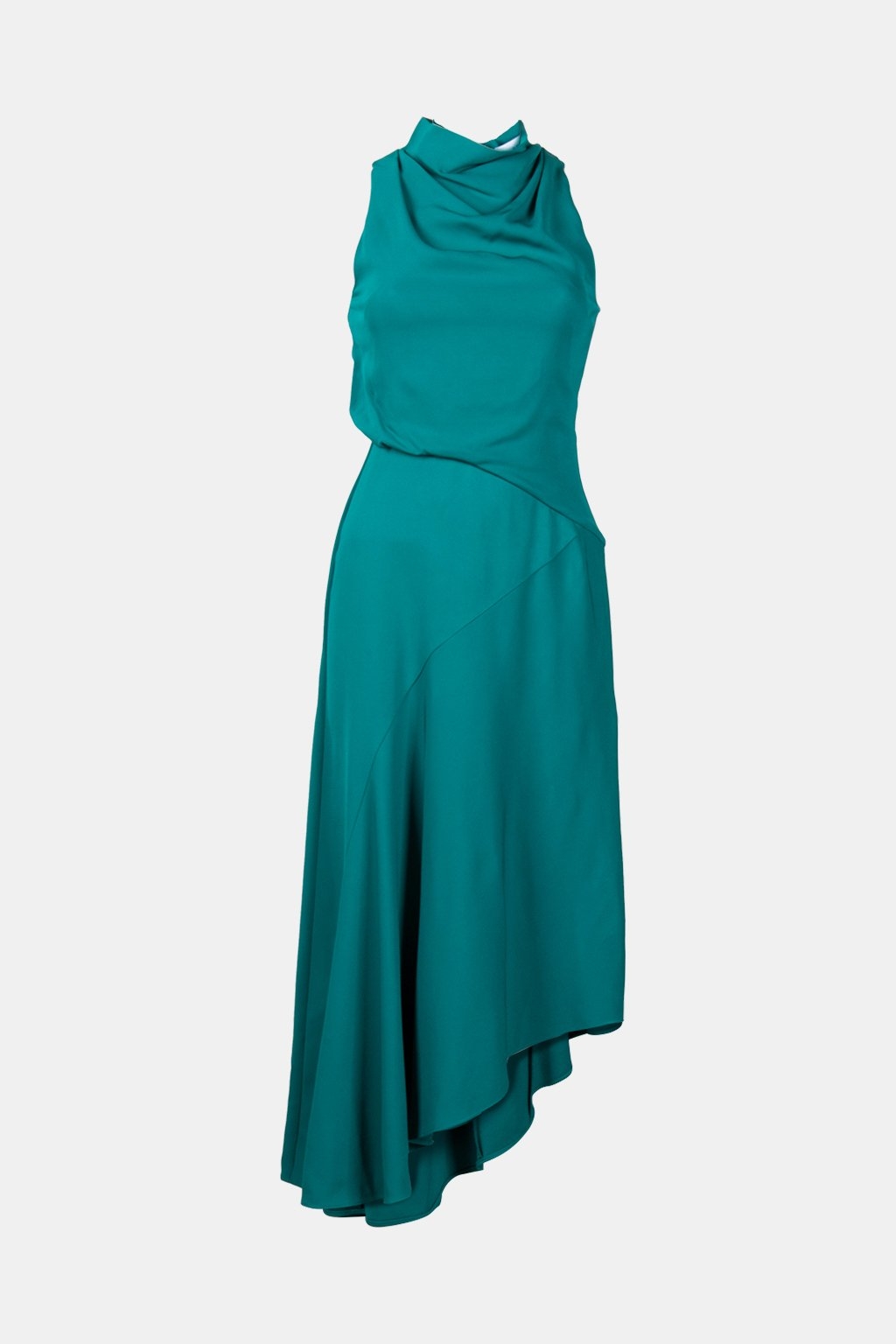 HIGH NECK DRAPED MIDI DRESS GREEN 3