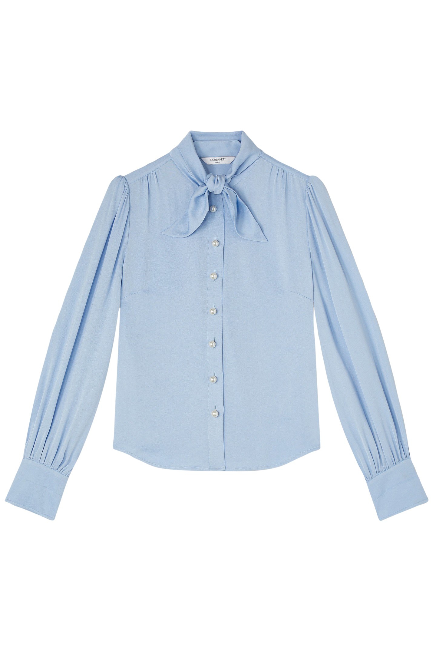 TW HALL - TIE NECK BLOUSE LIGHT BLUE 3