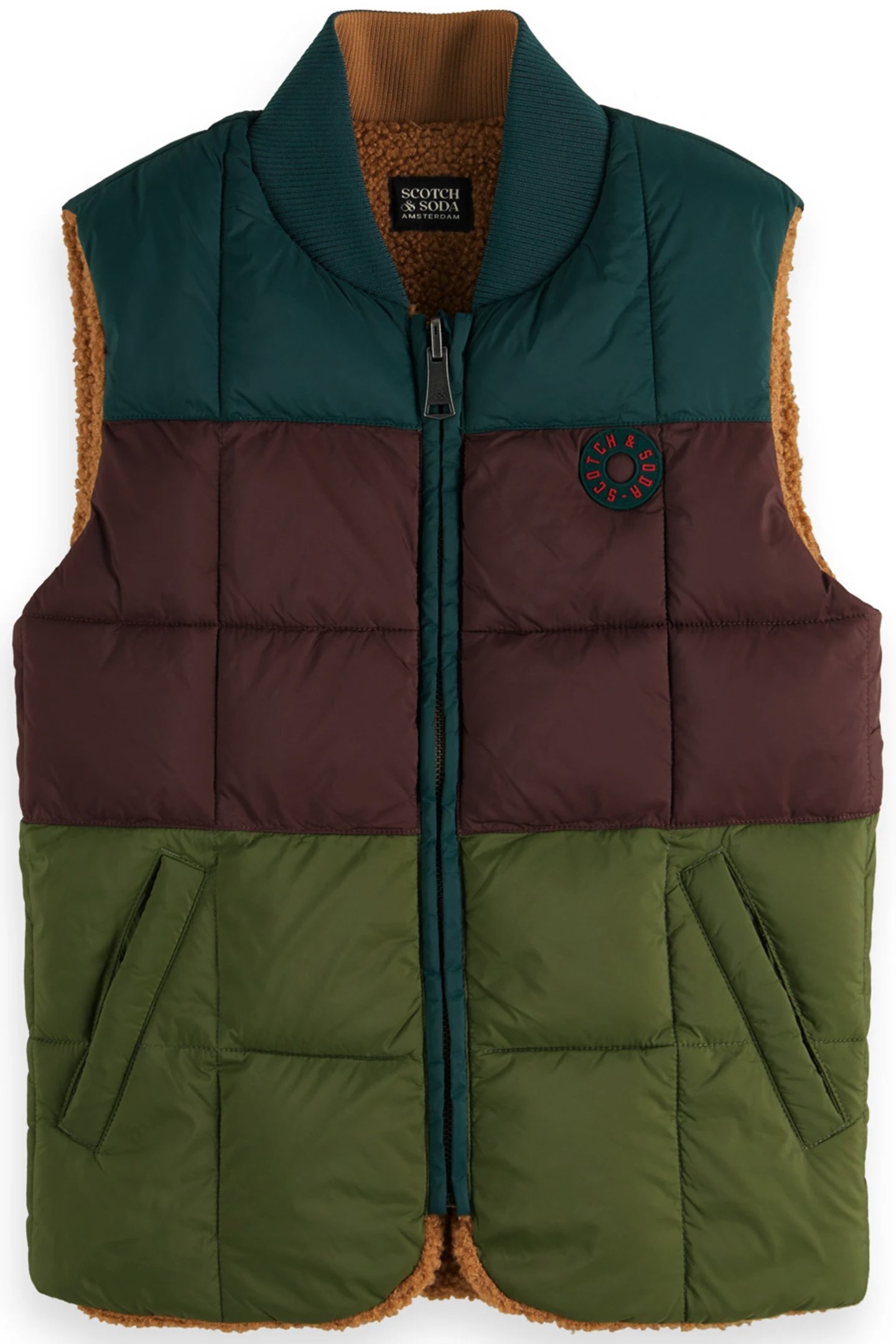 BOY REVERSIBLE PADDED BODY WARMER COLOURBLOCK/SAND 1