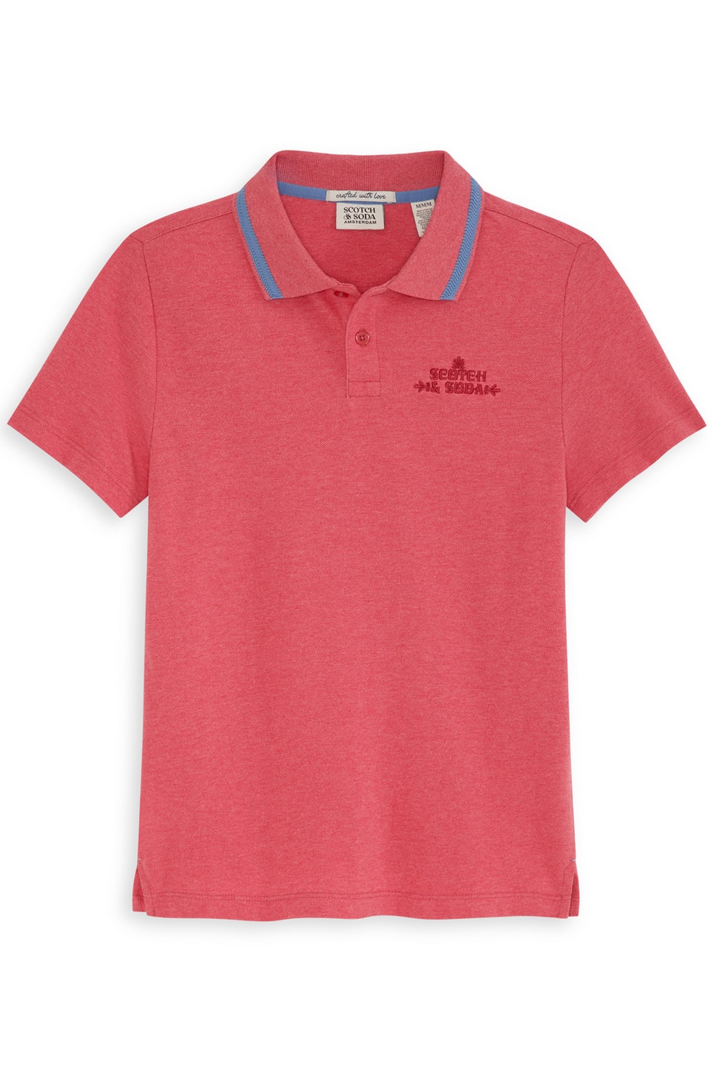 BOYS HEATHER PIQUE POLO LT PASTEL RED 1