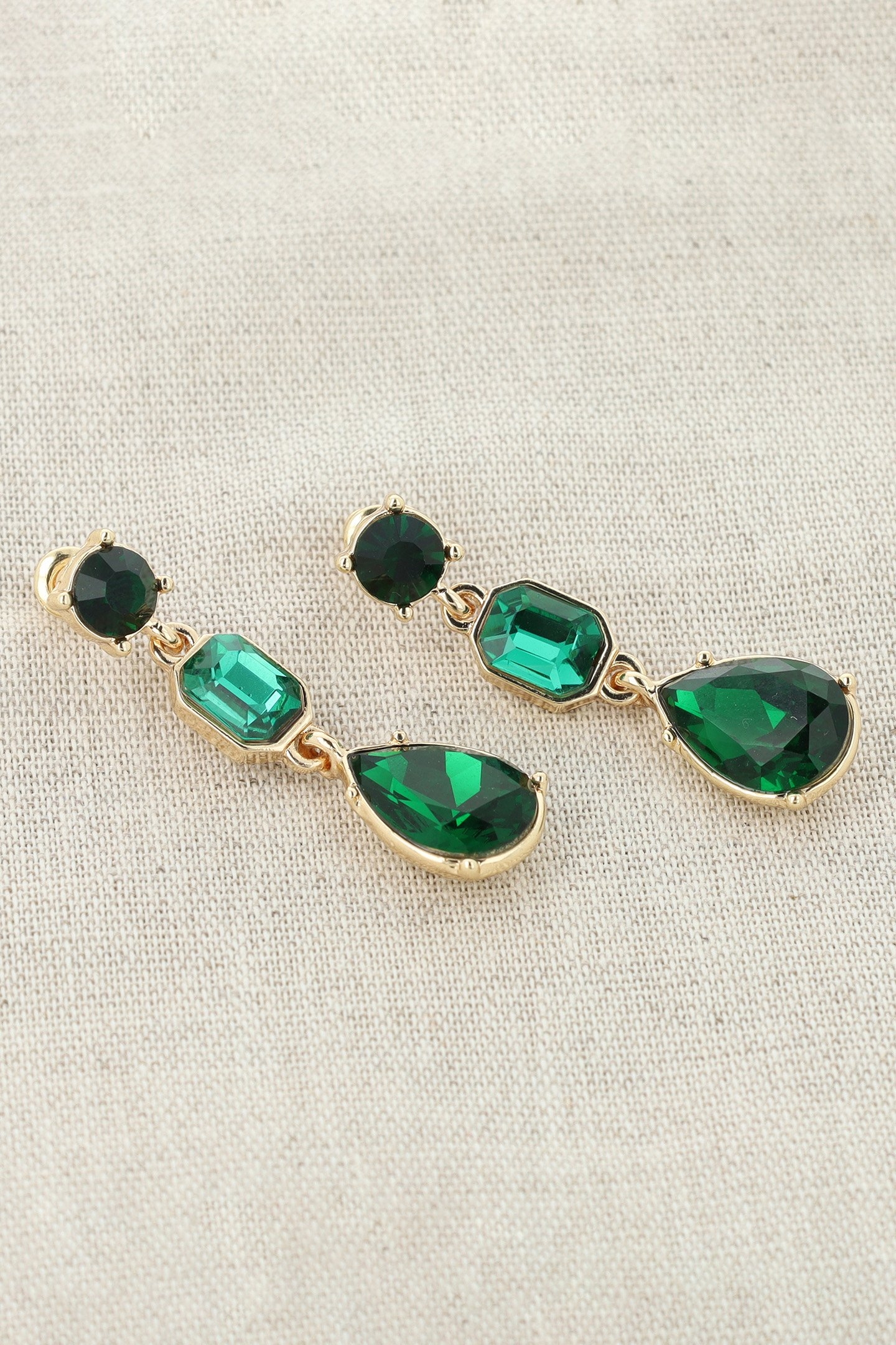 EMERALD GOLD TRIPLE EARRINGS 4