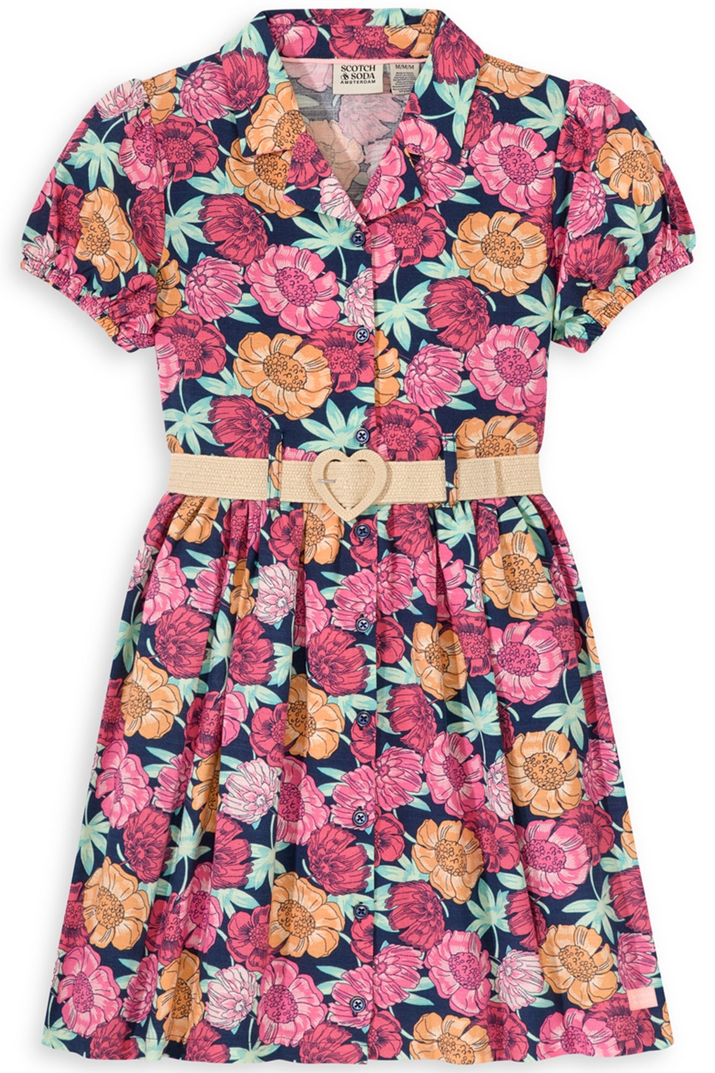 GIRLS SS BELTED DRESS DARK OBSIDIAN 1