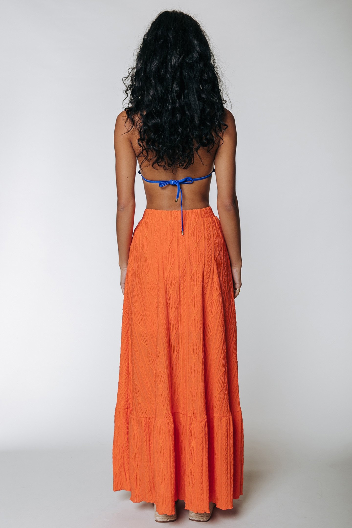 YUI BRODERIE MAXI SKIRT BRIGHT ORANGE 2