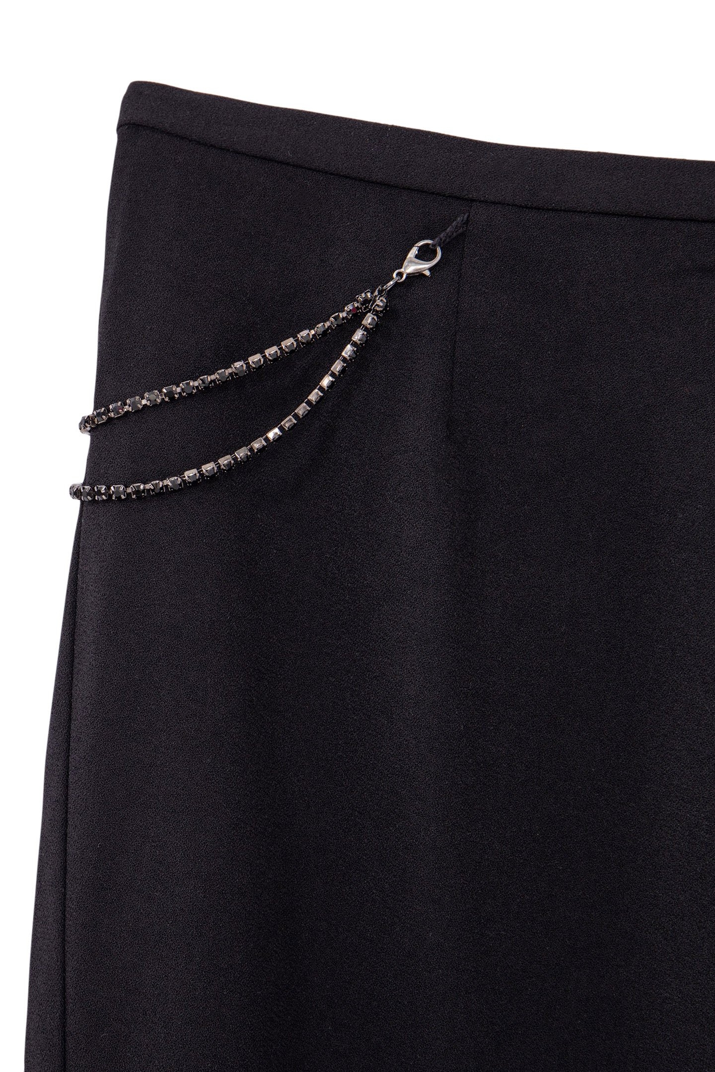 BLACK PENCIL SKIRT REMOVABLE RHINESTONE JEWELS 7