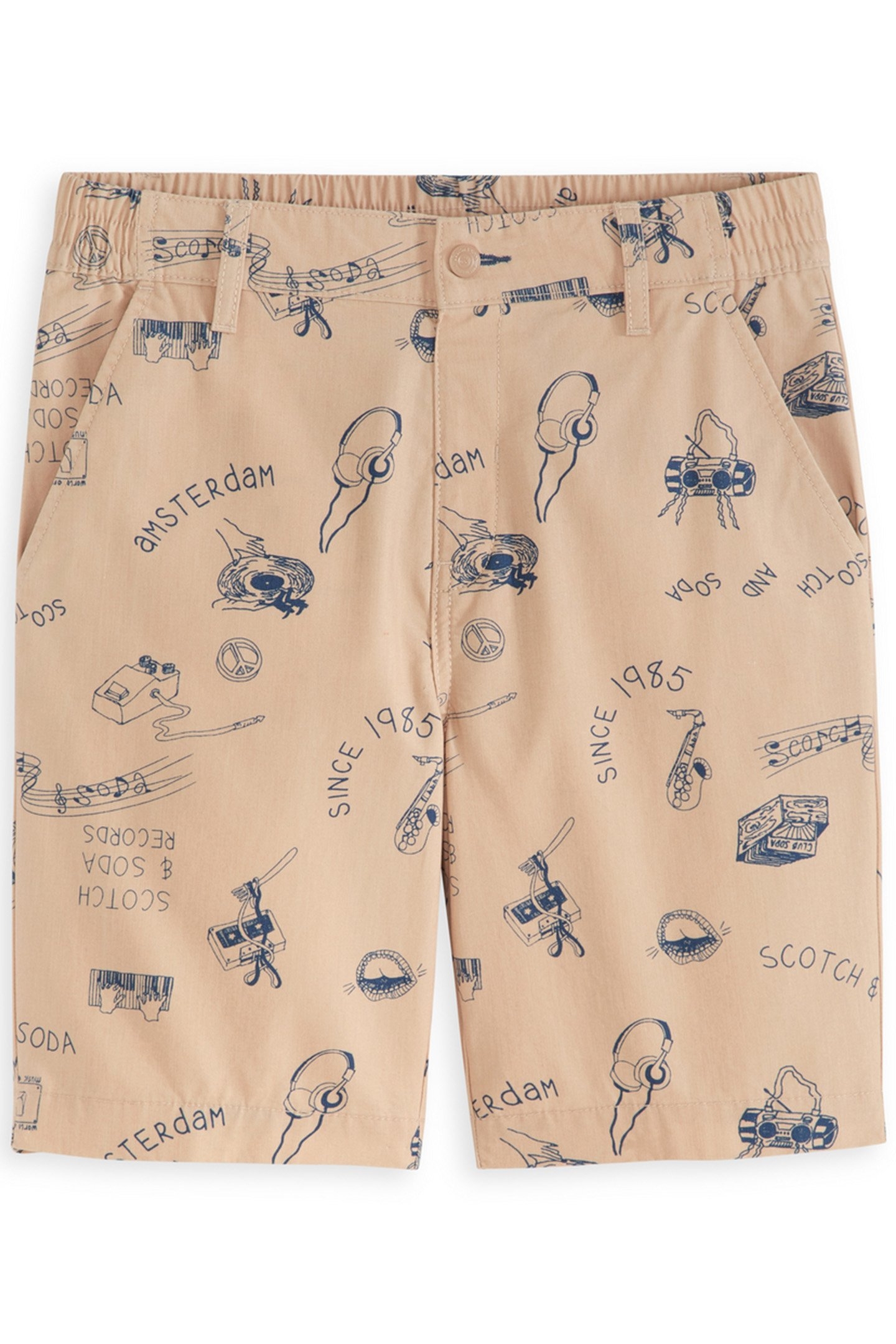 BOYS PRINTED HALF PANAMA SHORT LT PASTEL BROWN 1
