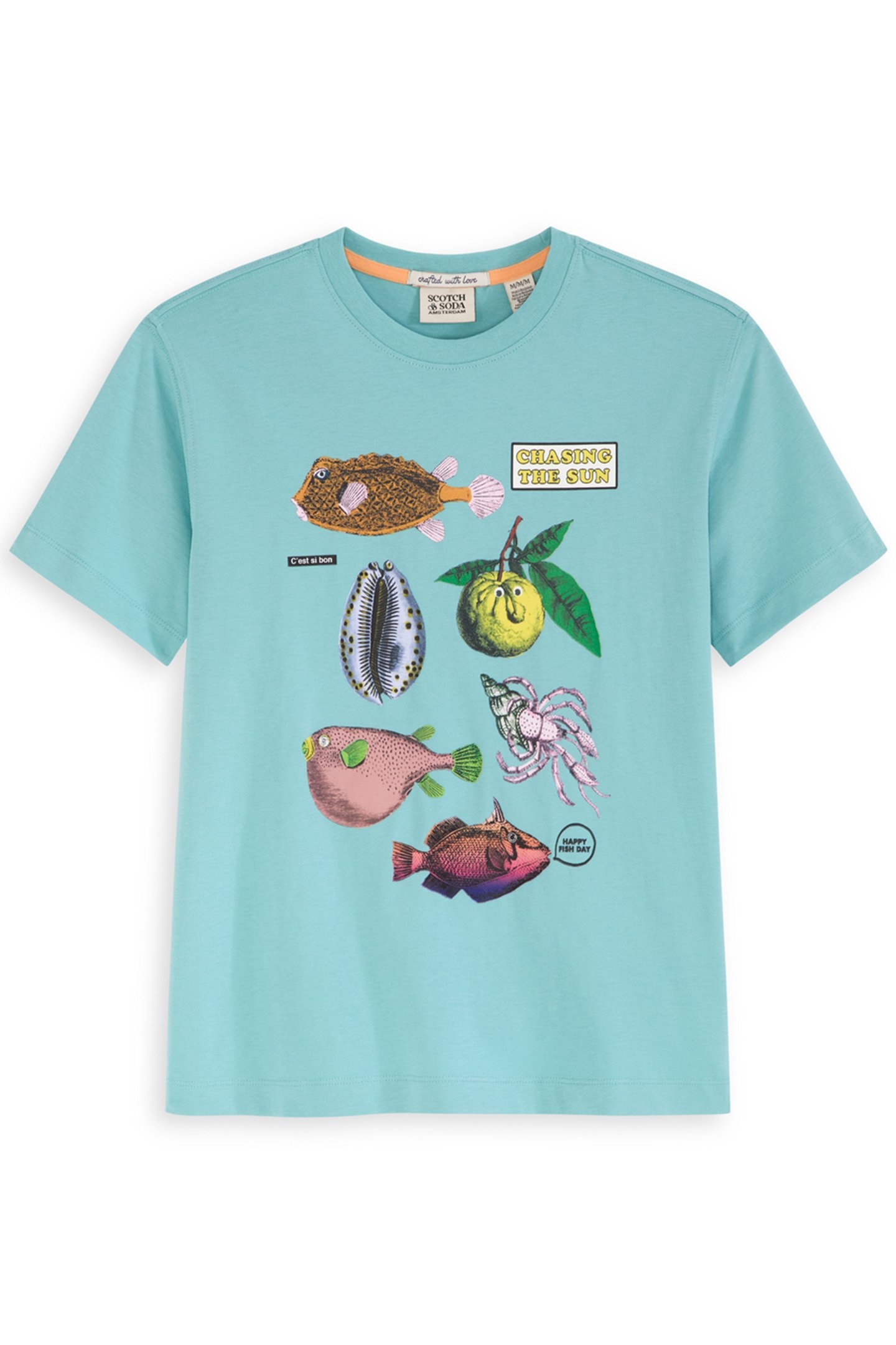 BOYS S&S GRAPHIC TEE BLEACHED AQUA 1