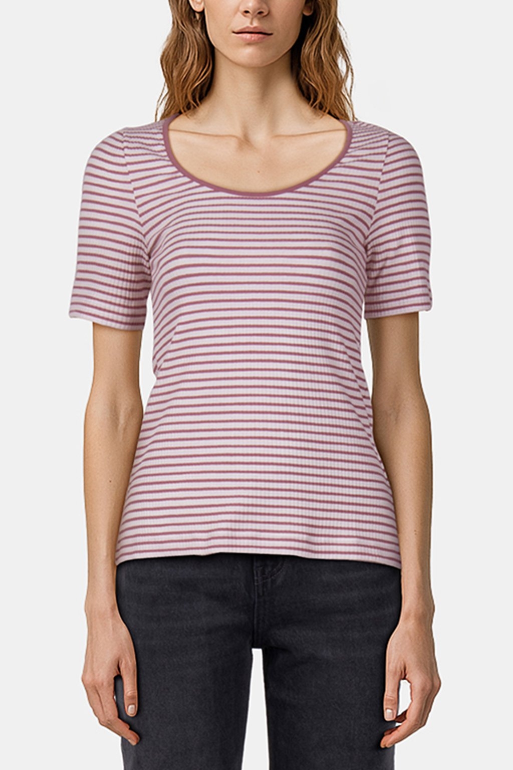 ORGANIC RIB SHIRT STRIPED WOODROSE 1