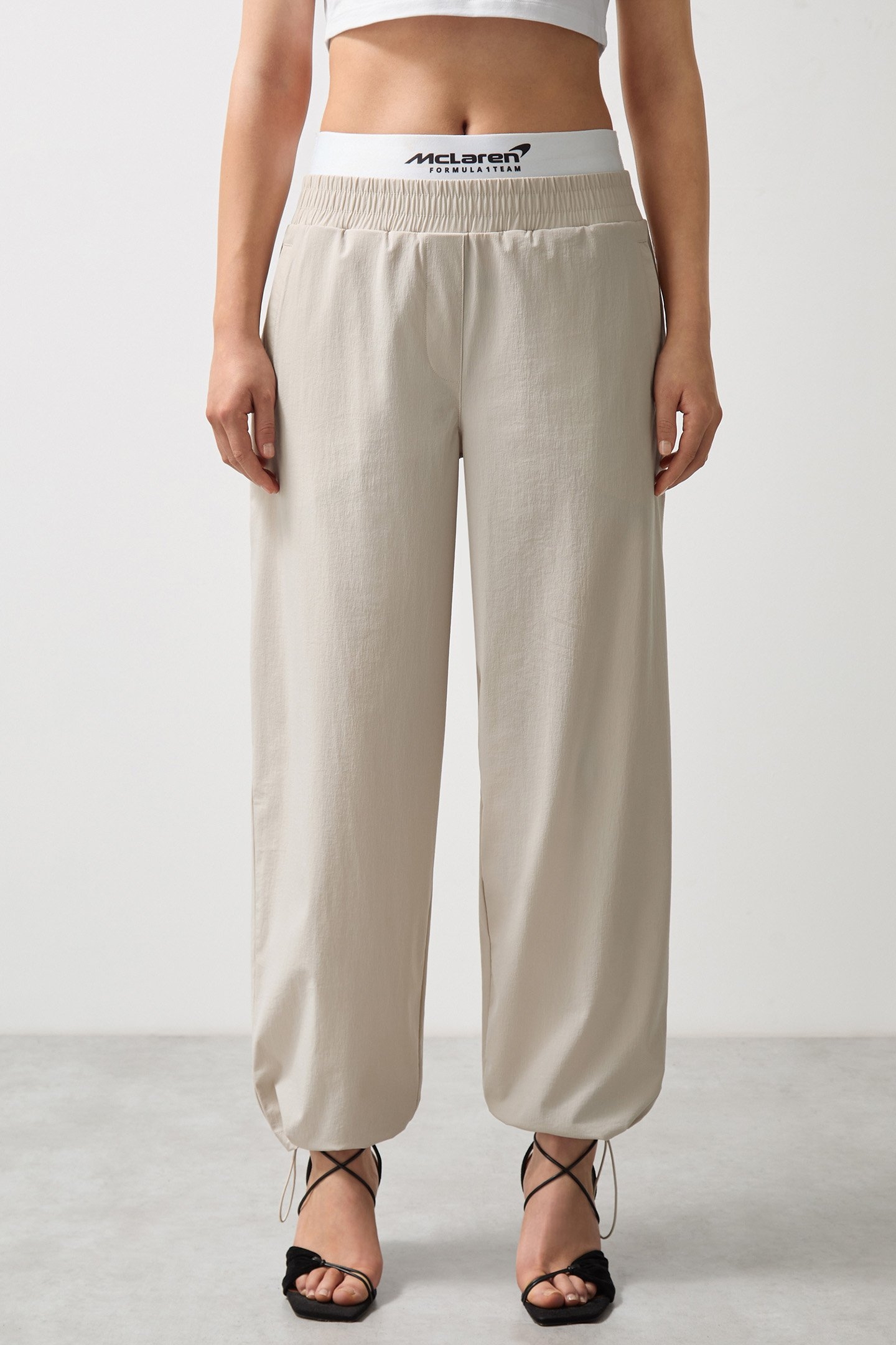 COLETTE TECHNICAL BOXER SHORT WAISTBAND TROUSER STONE 1