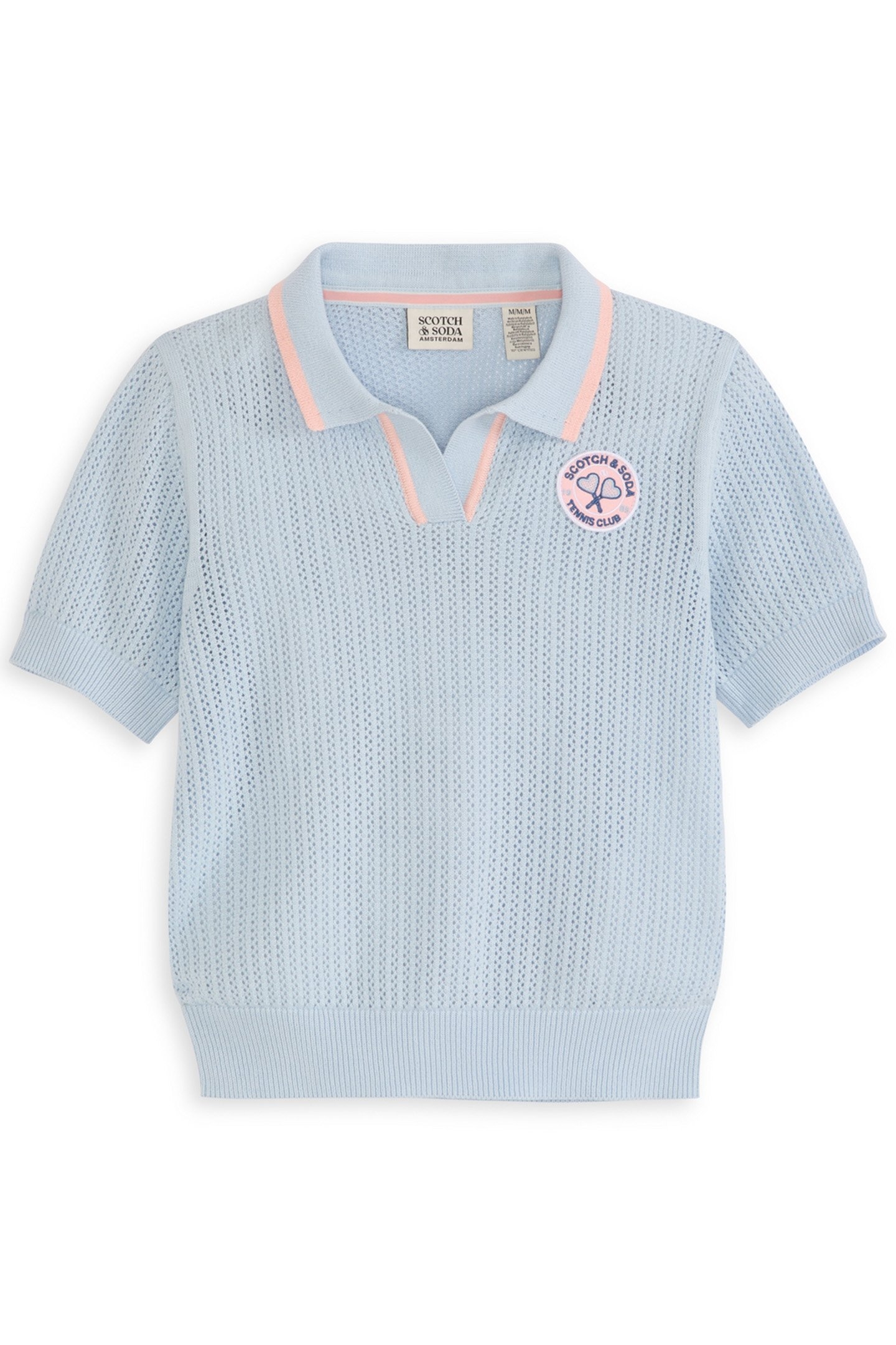 S&S GIRLS TENNIS GROUP CVC SWEATER KNIT POLO LT BLUE/PASTEL 1