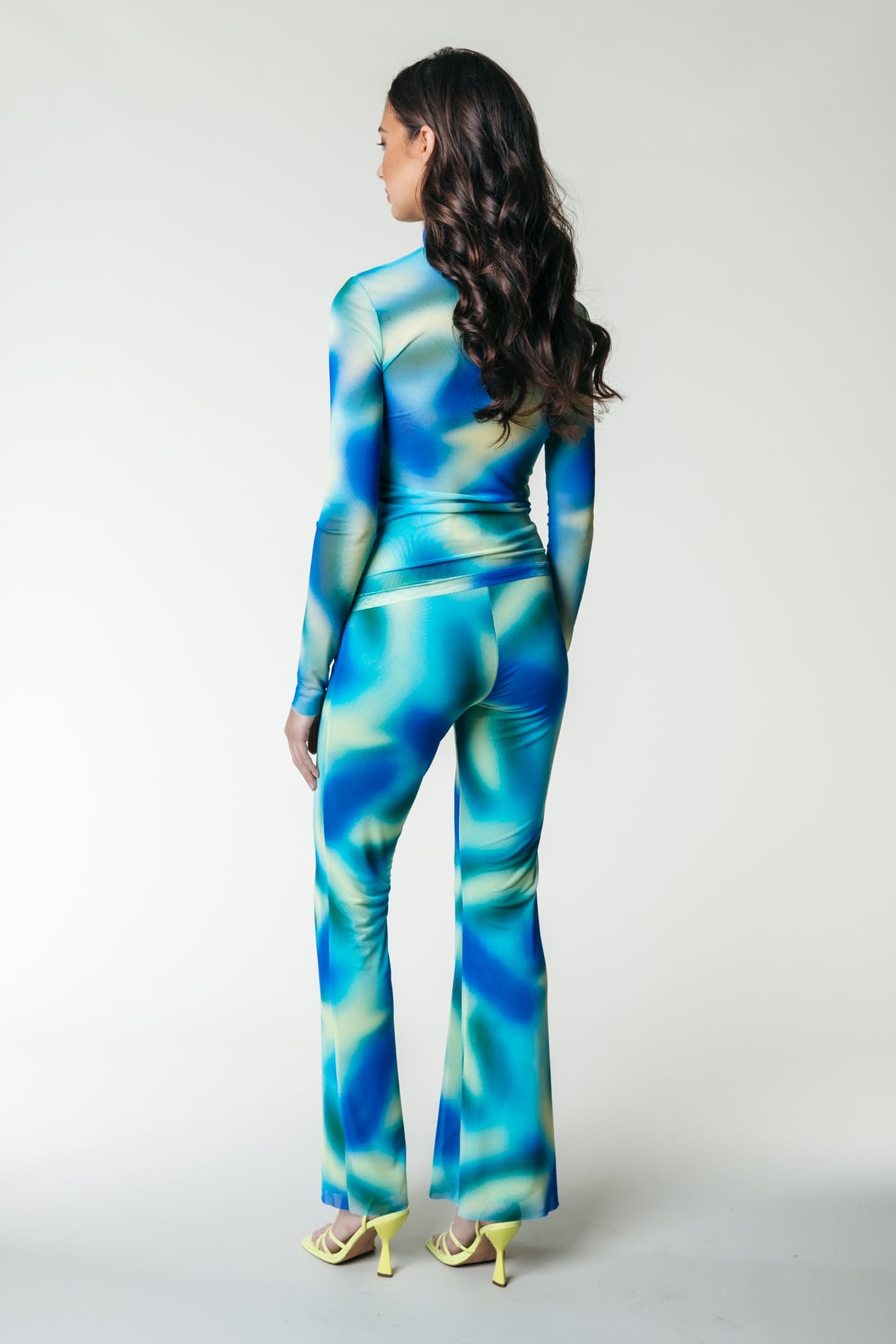 BLURRED EXTRA FLARE MESH PANTS MULTICOLOR 2