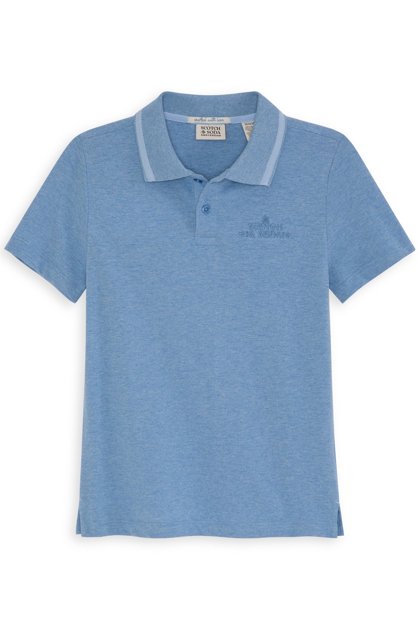 BOYS HEATHER PIQUE POLO BLUE/GREY 1
