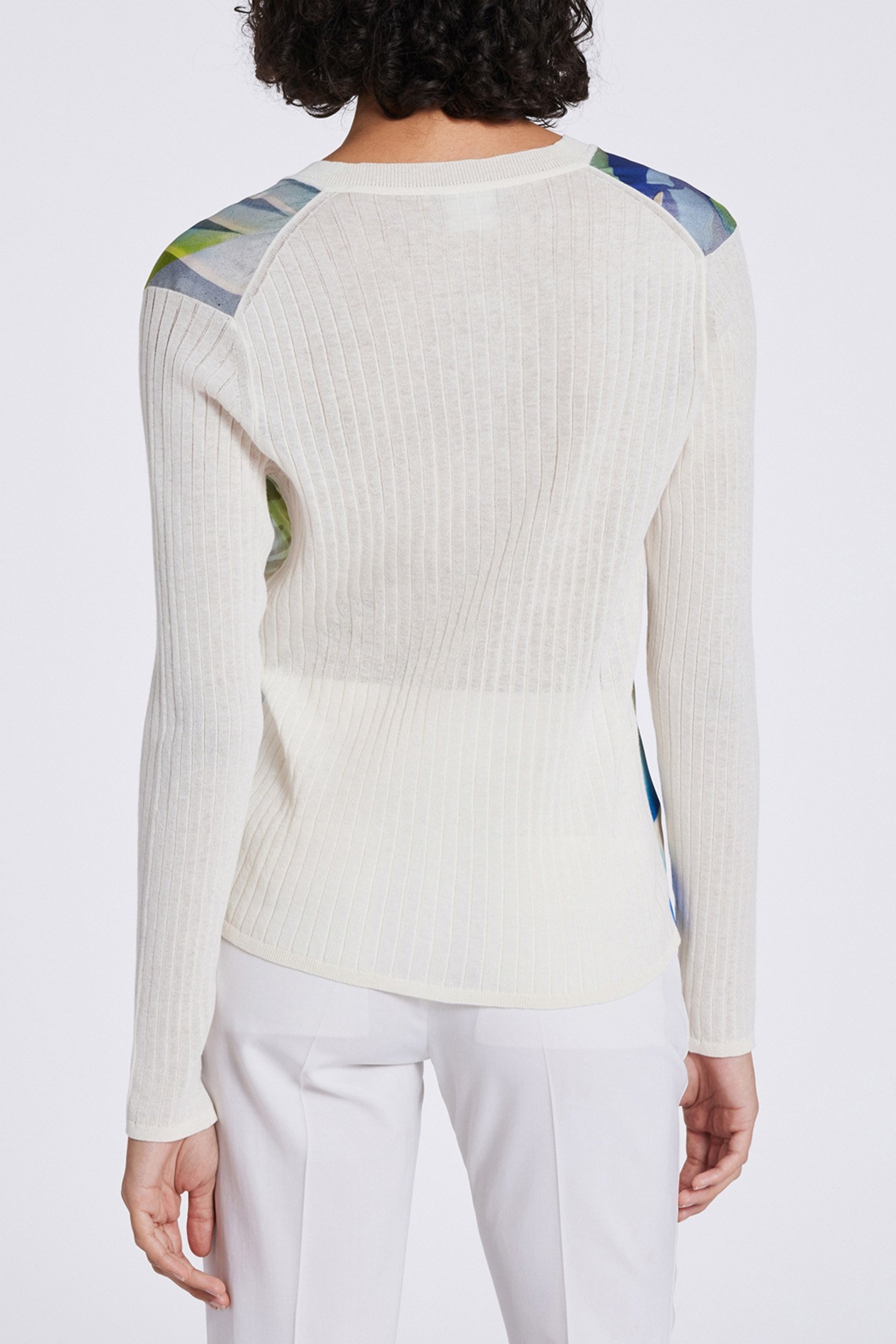 WOMENS KNITTED SWEATER V NECK-WVN FRNT LIME GREEN 2