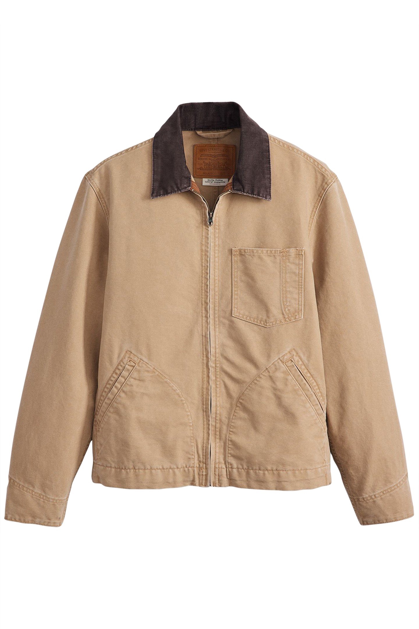FULL ZIP MECHANICS BARN JACKET IN TAN 3