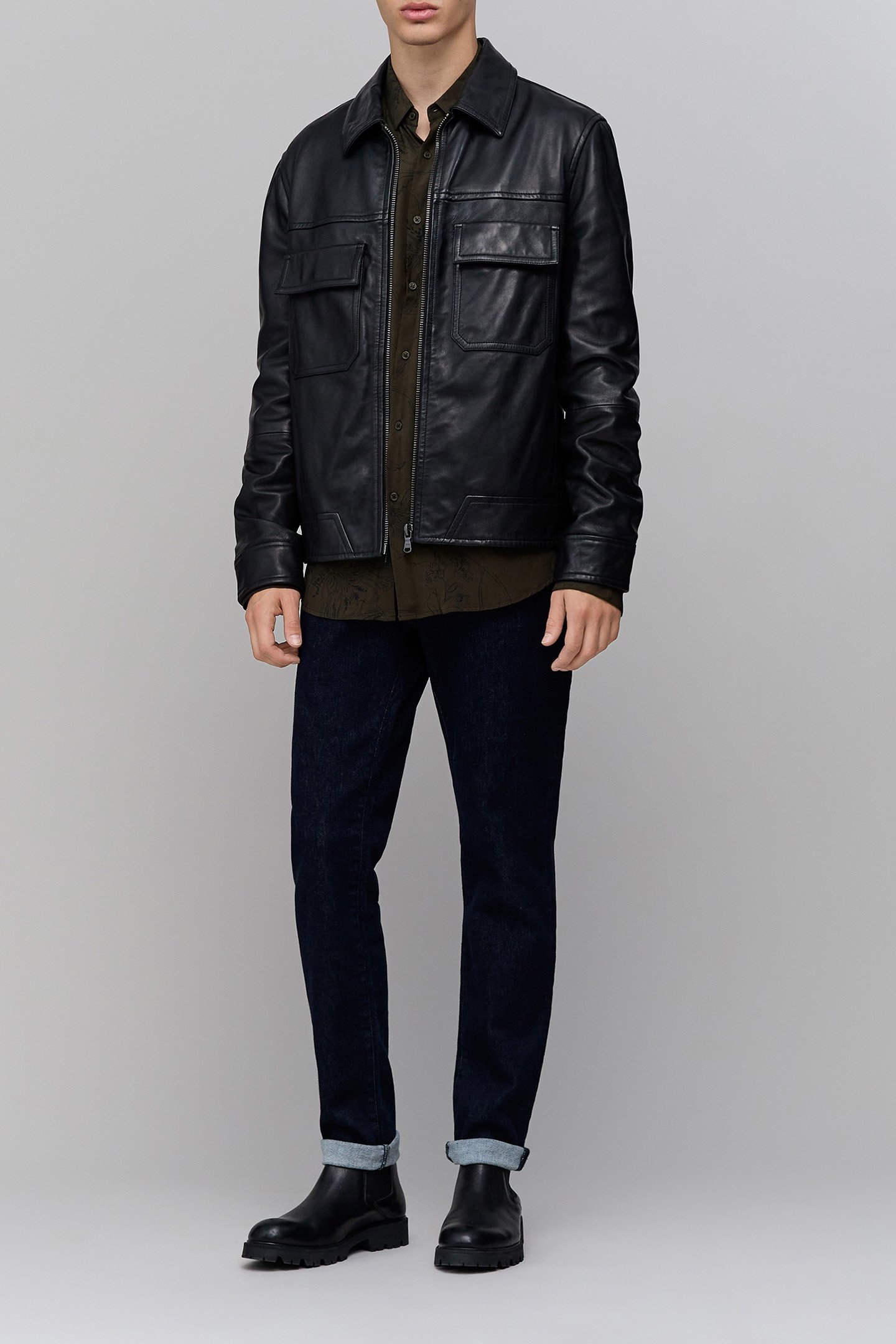 KHAKI MAXI FLOWER PRINT SLIM SHIRT 5