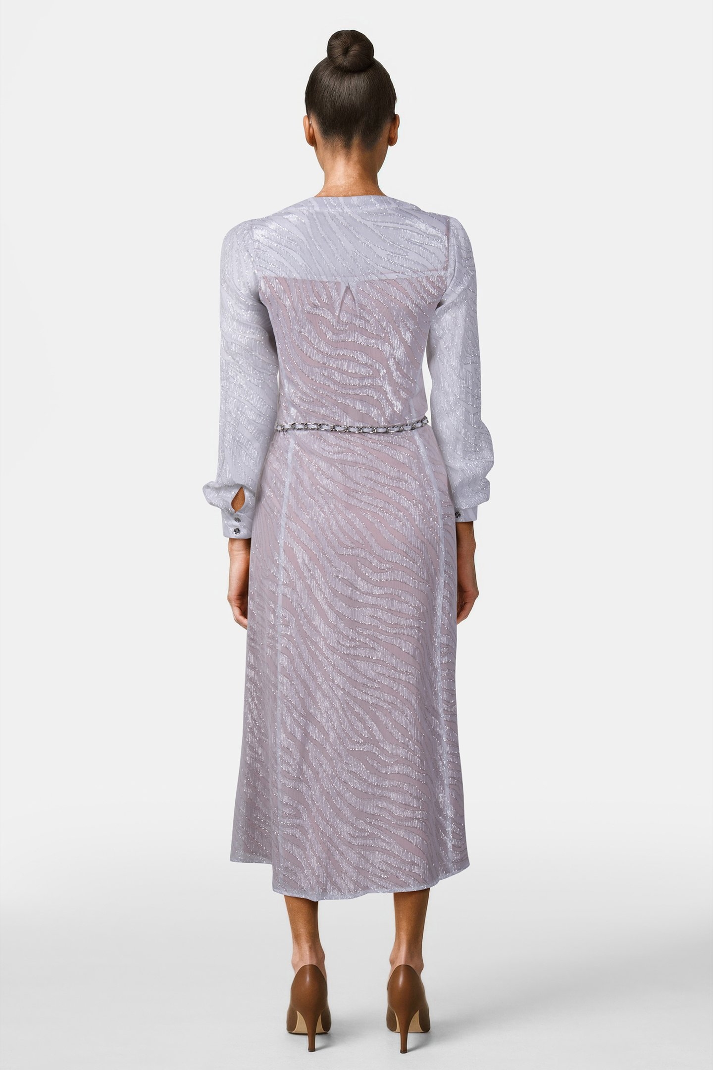 BUTTON DOWN DRESS IN WHITE ZEBRA JAQUARD 2