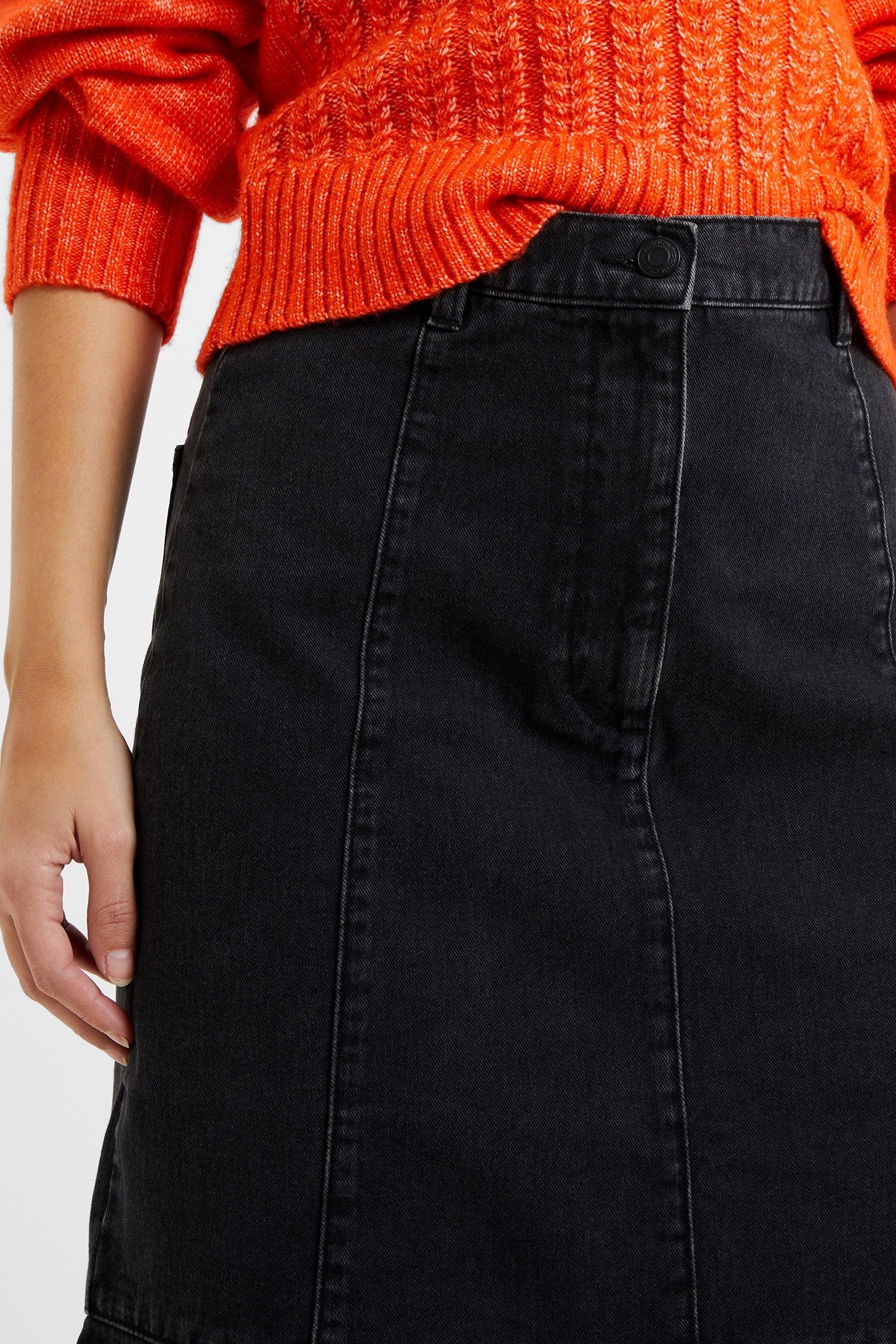 DENVER DENIM MIDI SKIRT VINTAGE BLACK 4