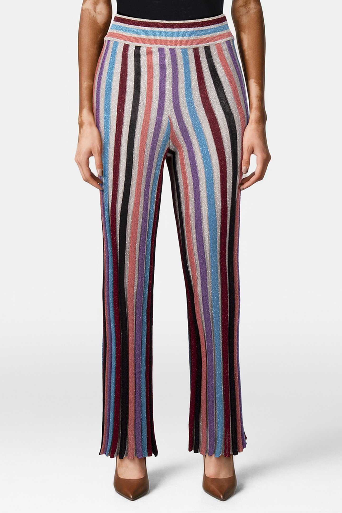 STRIPED LUREX TROUSERS WHITE 1