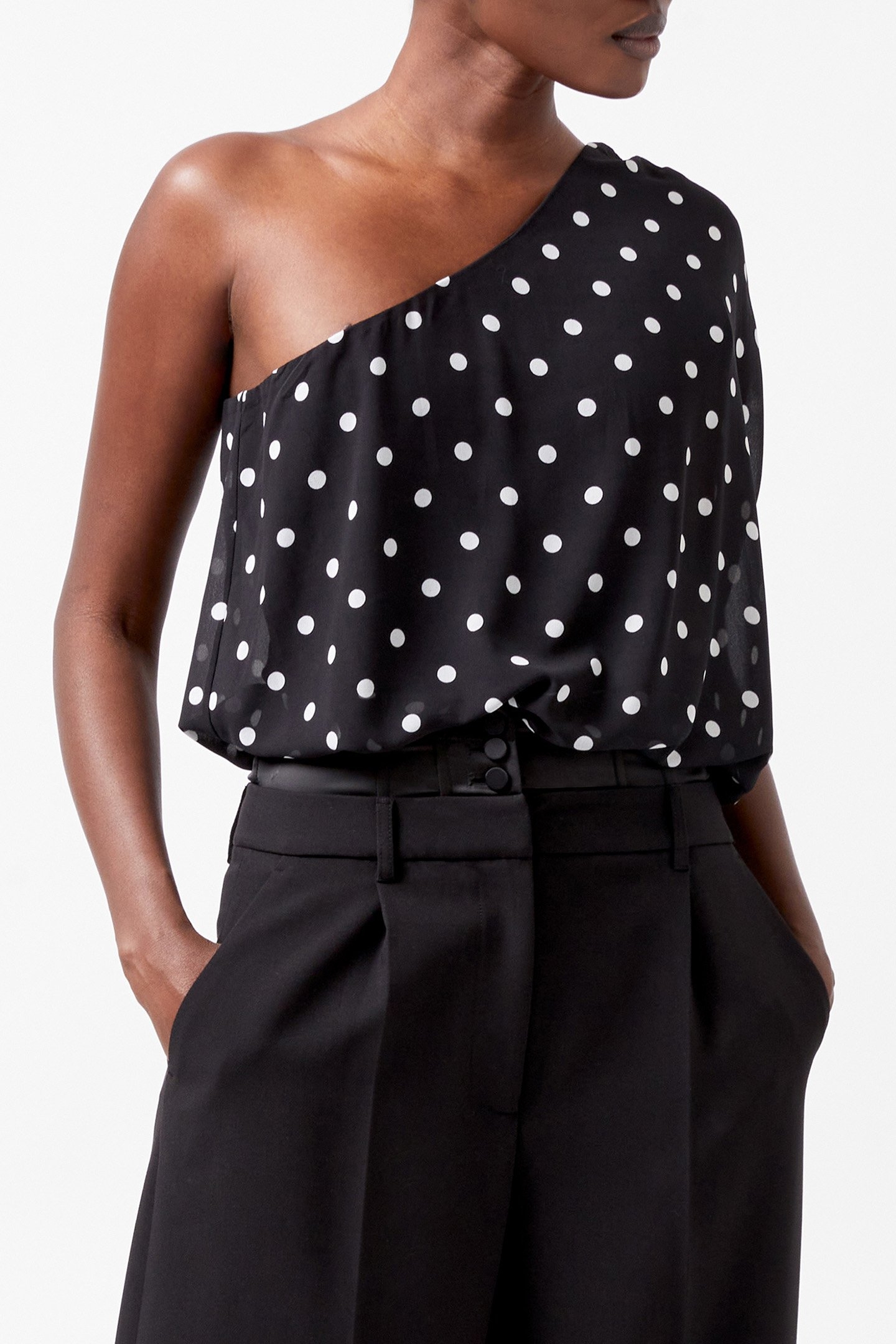 XIA PONTE CHIFFON BODYSUIT BLACK/WHITE 1