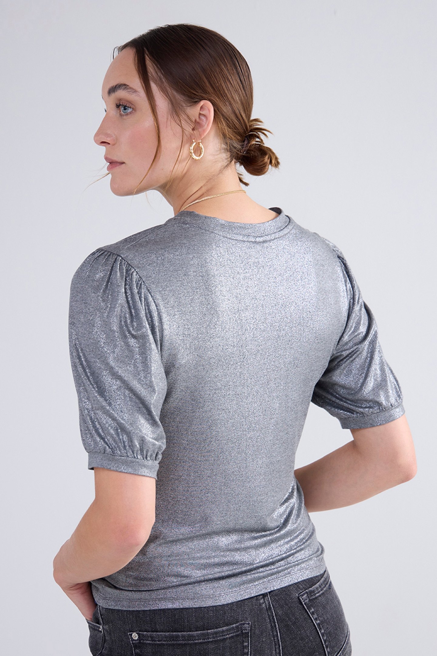 ROND NECK TOP METALLIC COATED JERSEY GREYS 2